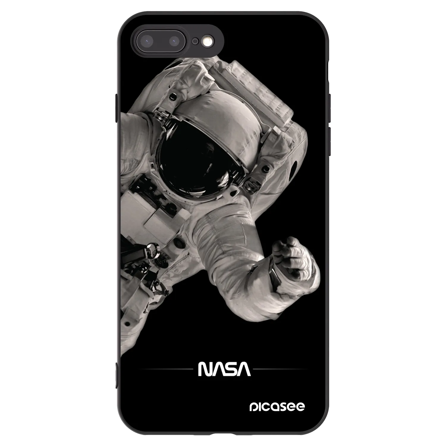 Picasee Apple iPhone 7 Plus Hülle - Schwarzes Silikon - Astronaut Big