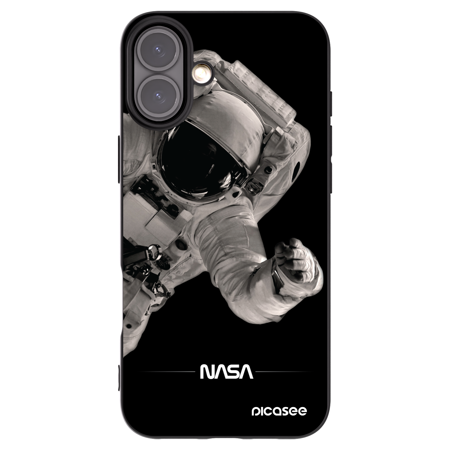 Picasee Apple iPhone 16 Plus Hülle - Schwarzes Silikon - Astronaut Big