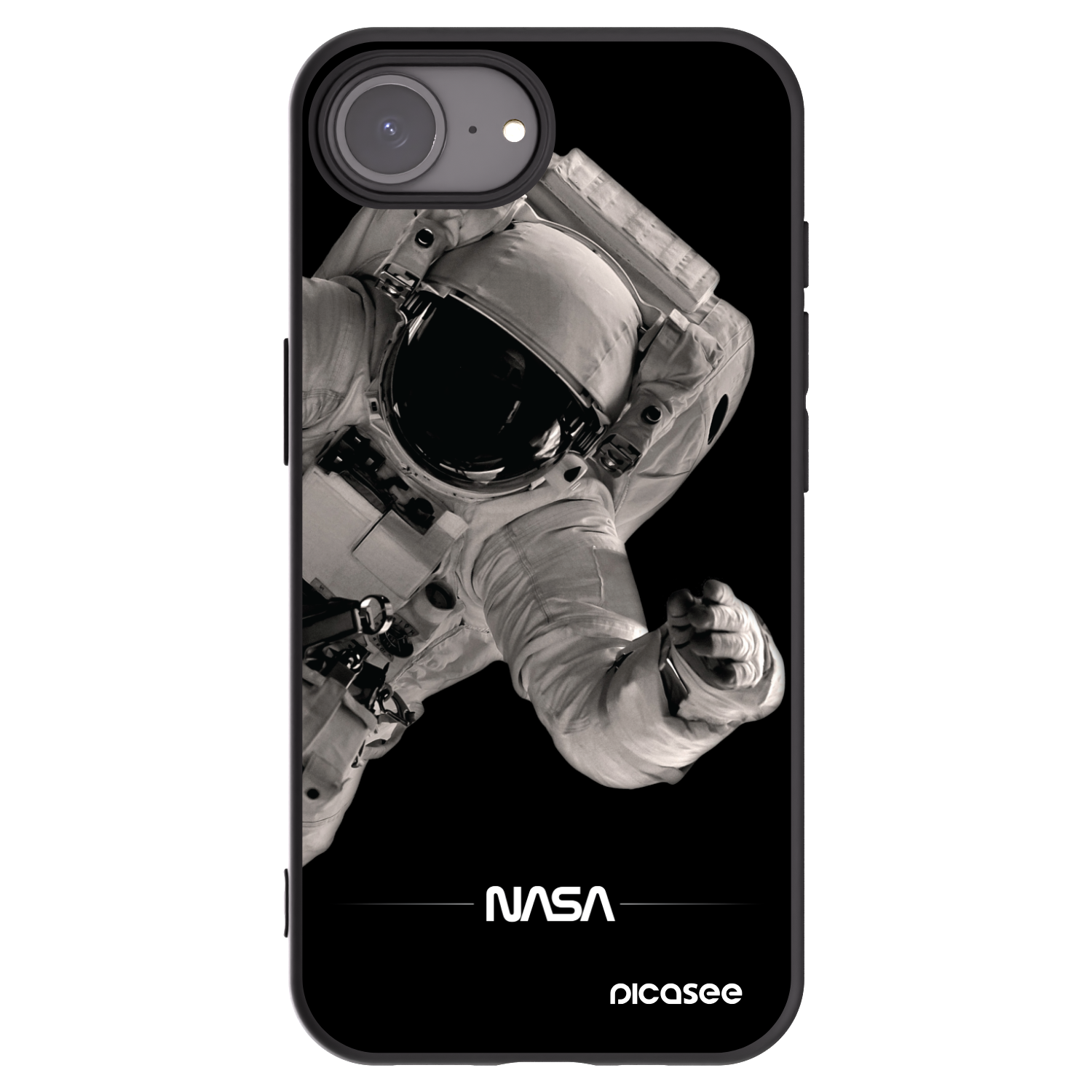 Picasee Apple iPhone 16e Hülle - Schwarzes Silikon - Astronaut Big
