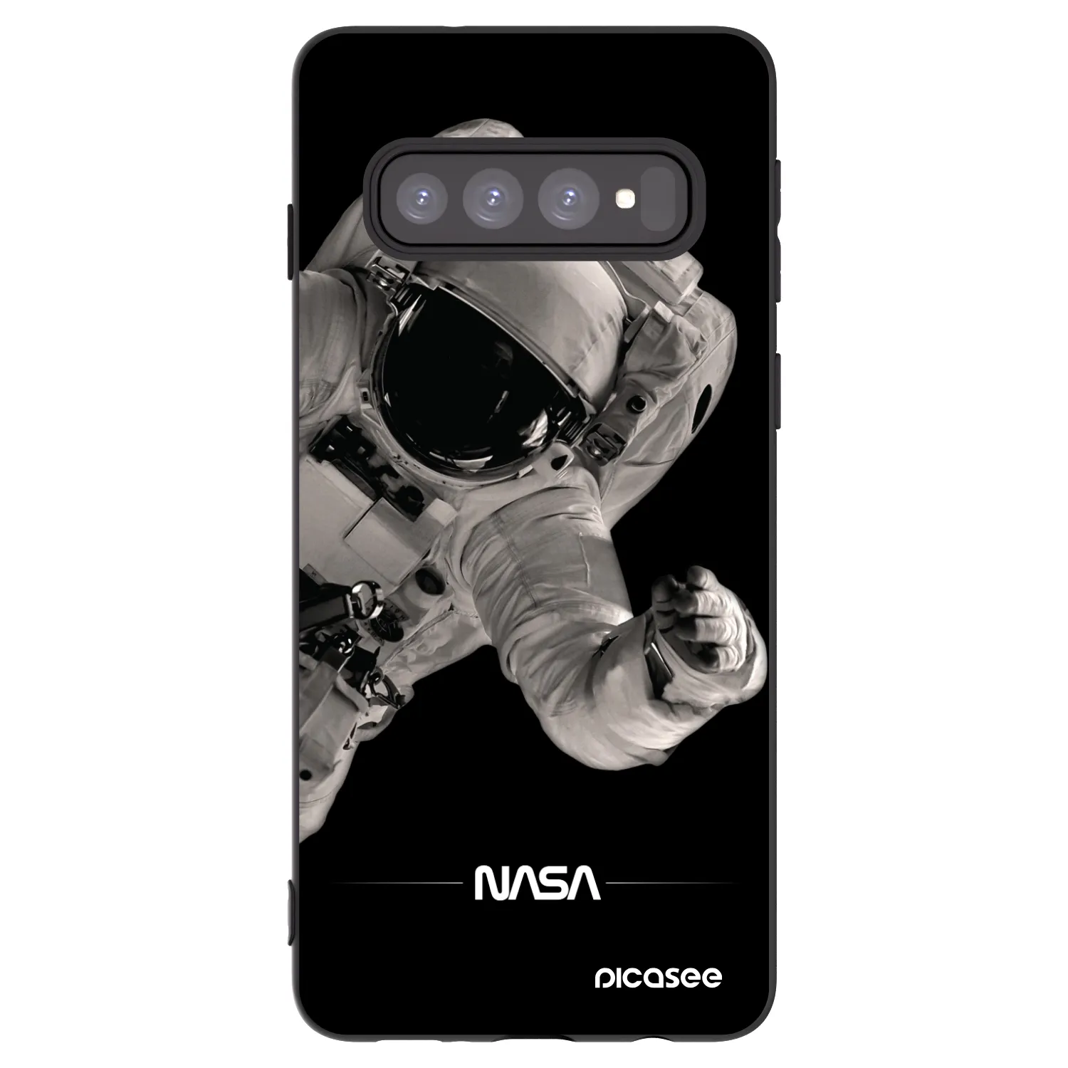Picasee Samsung Galaxy S10 G973 Hülle - Schwarzes Silikon - Astronaut Big
