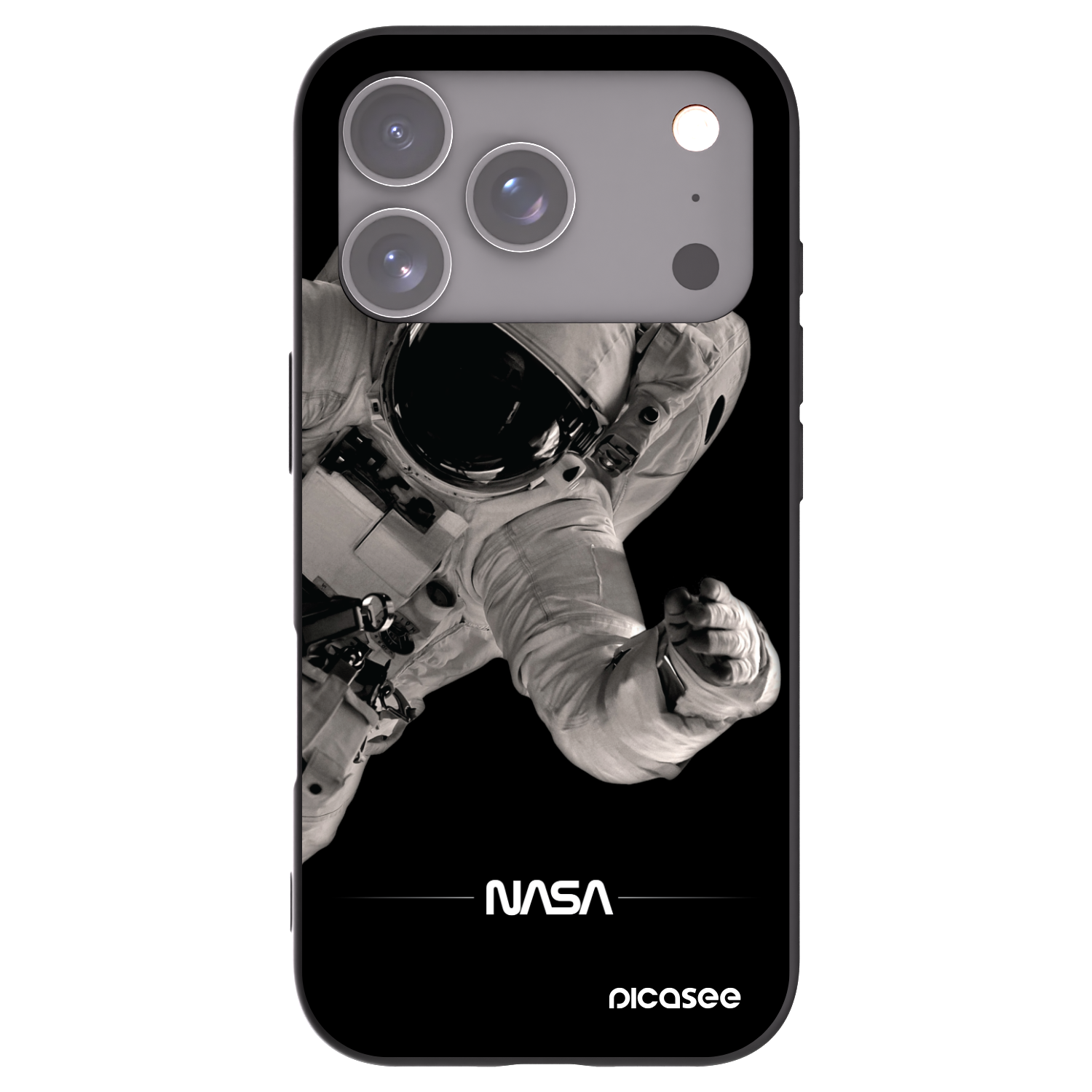 Picasee Apple iPhone 17 Pro Hülle - Schwarzes Silikon - Astronaut Big