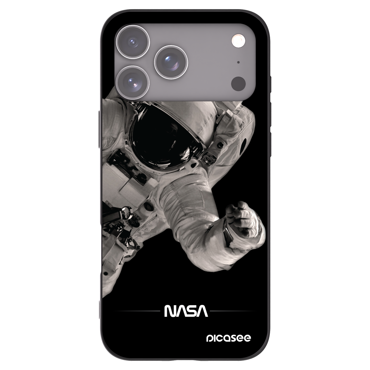 Picasee Apple iPhone 17 Pro Max Hülle - Schwarzes Silikon - Astronaut Big