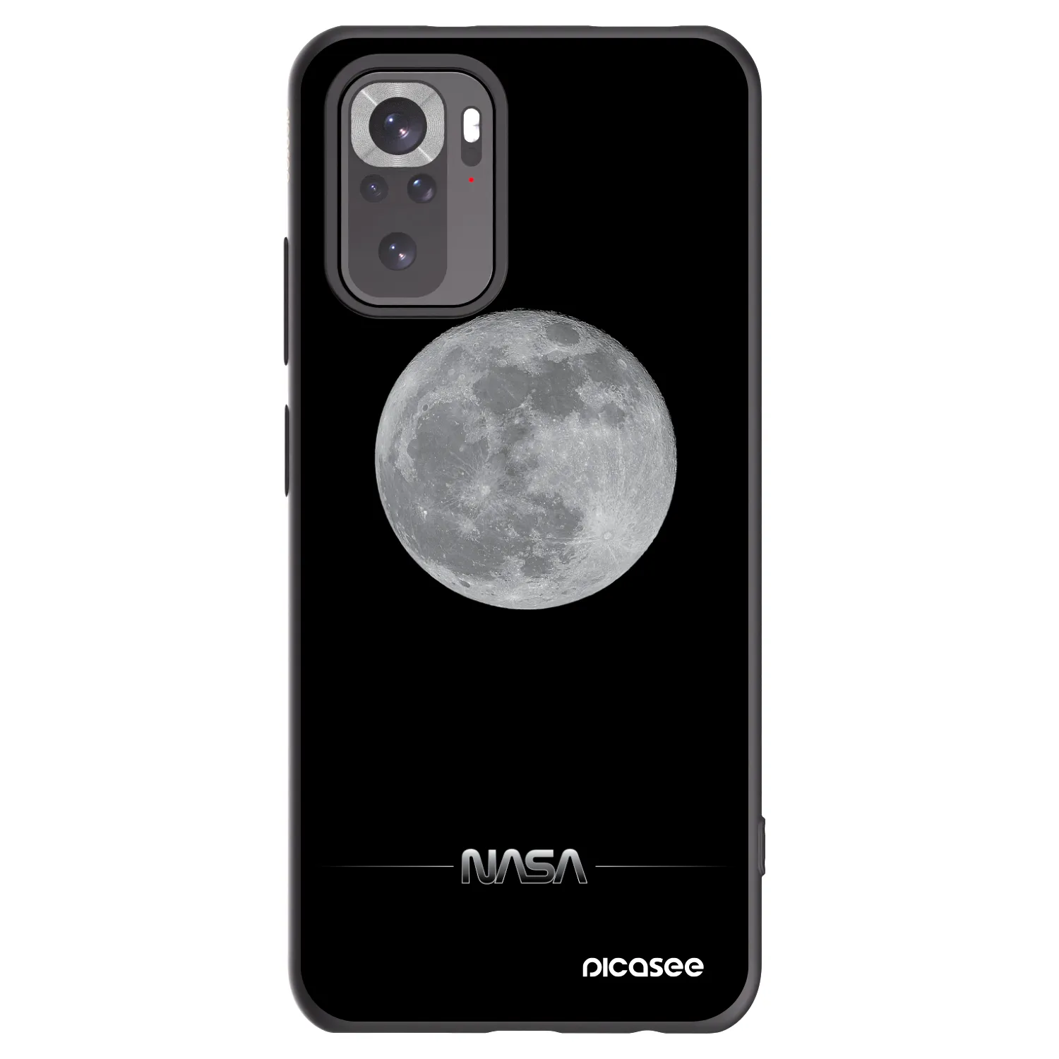 Picasee Xiaomi Redmi Note 10S Hülle - Schwarzes Silikon - Moon Minimal