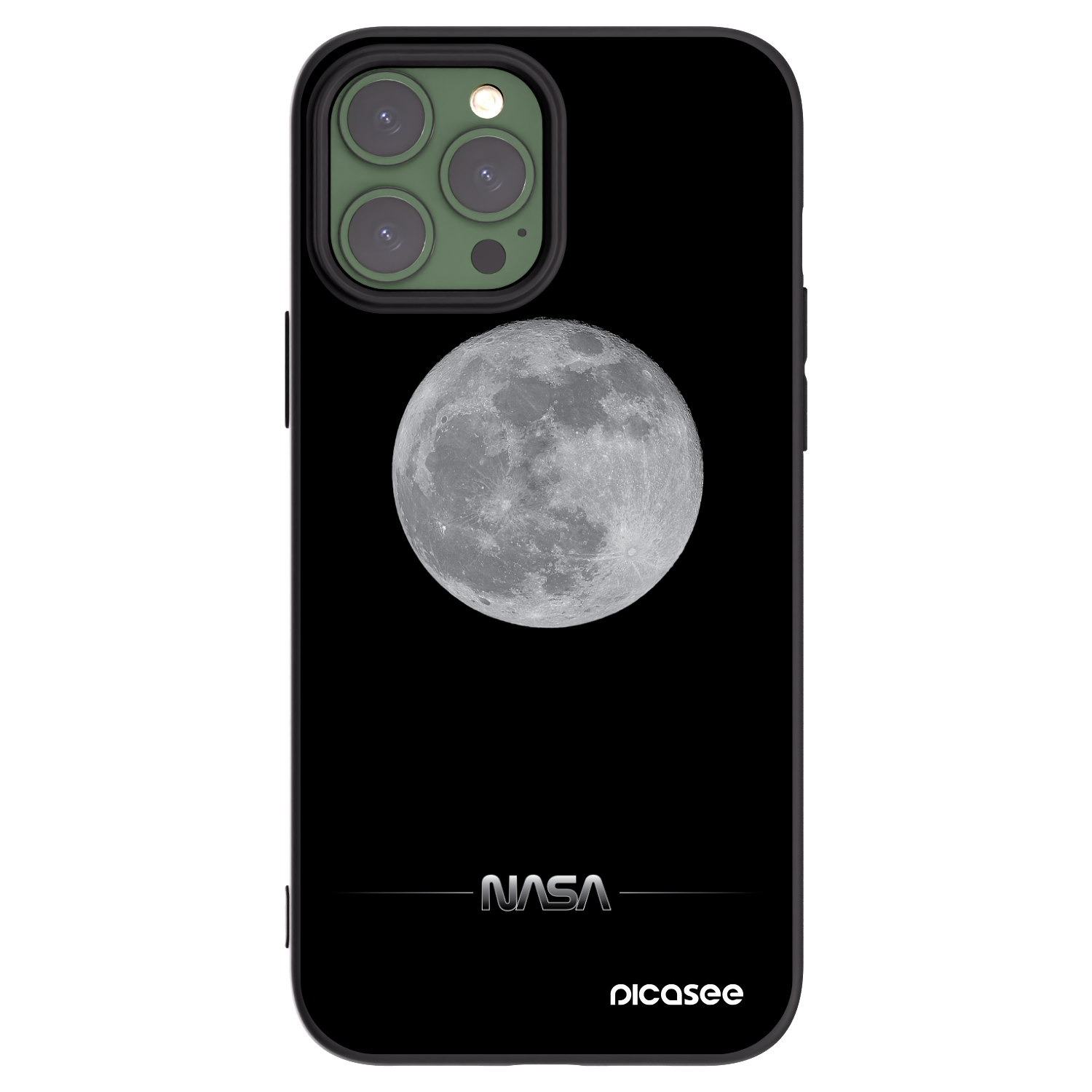 Picasee Apple iPhone 13 Pro Max Hülle - Schwarzes Silikon - Moon Minimal