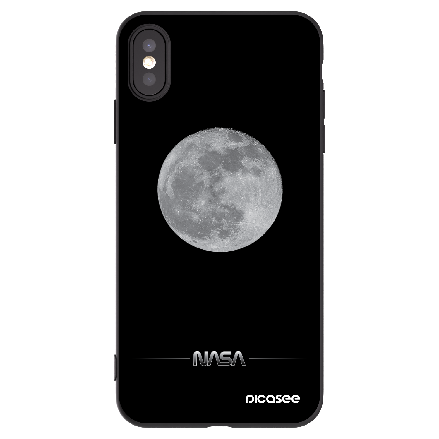 Picasee Apple iPhone XS Max Hülle - Schwarzes Silikon - Moon Minimal