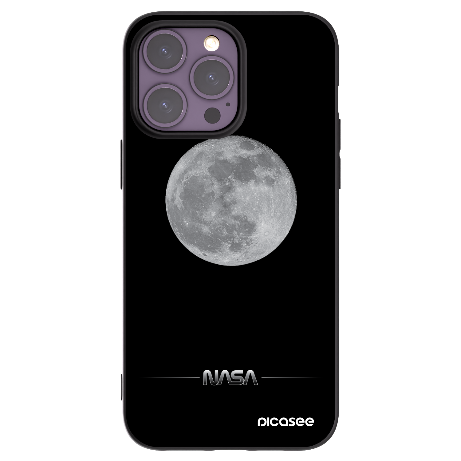 Picasee Apple iPhone 14 Pro Max Hülle - Schwarzes Silikon - Moon Minimal