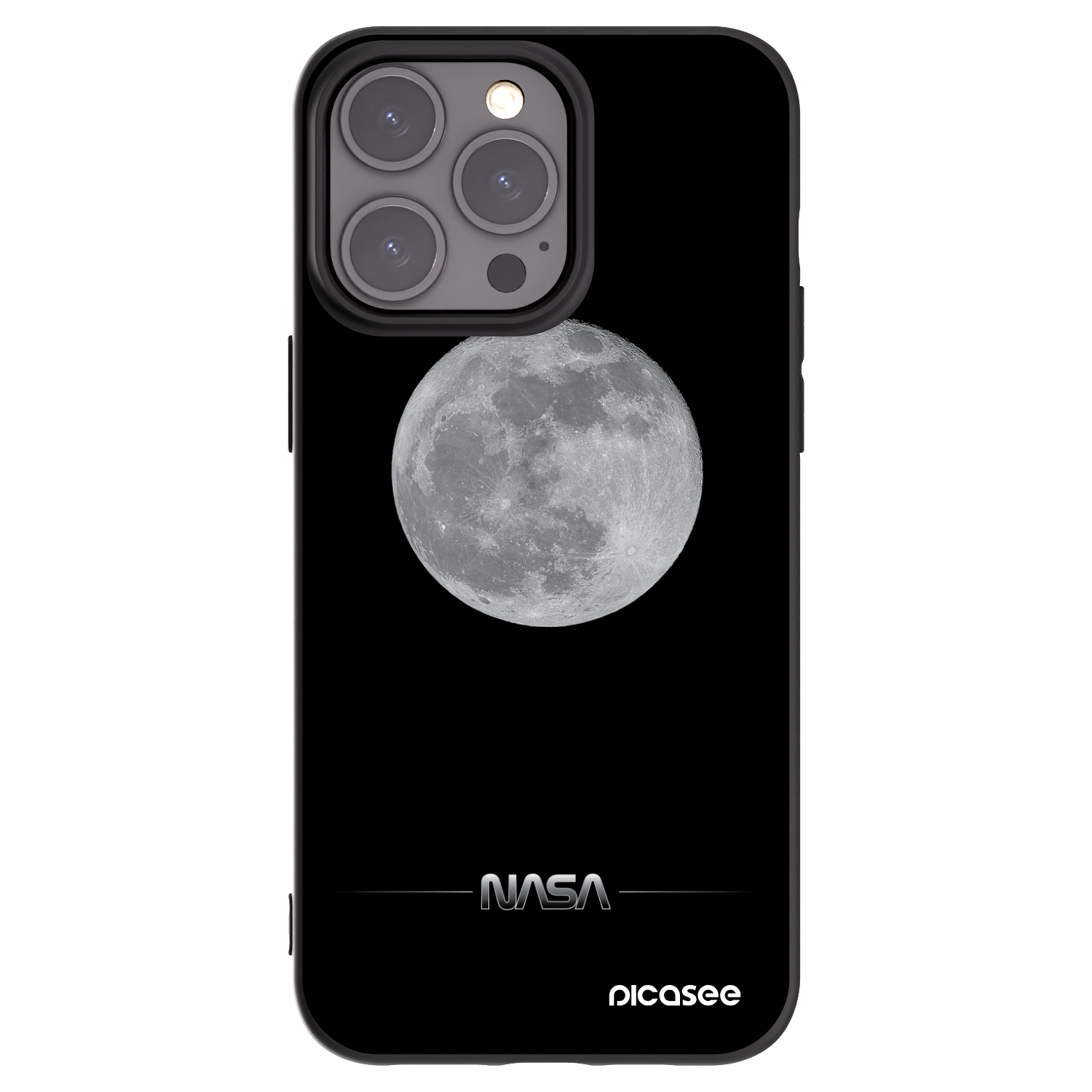 Picasee Apple iPhone 15 Pro Max Hülle - Schwarzes Silikon - Moon Minimal
