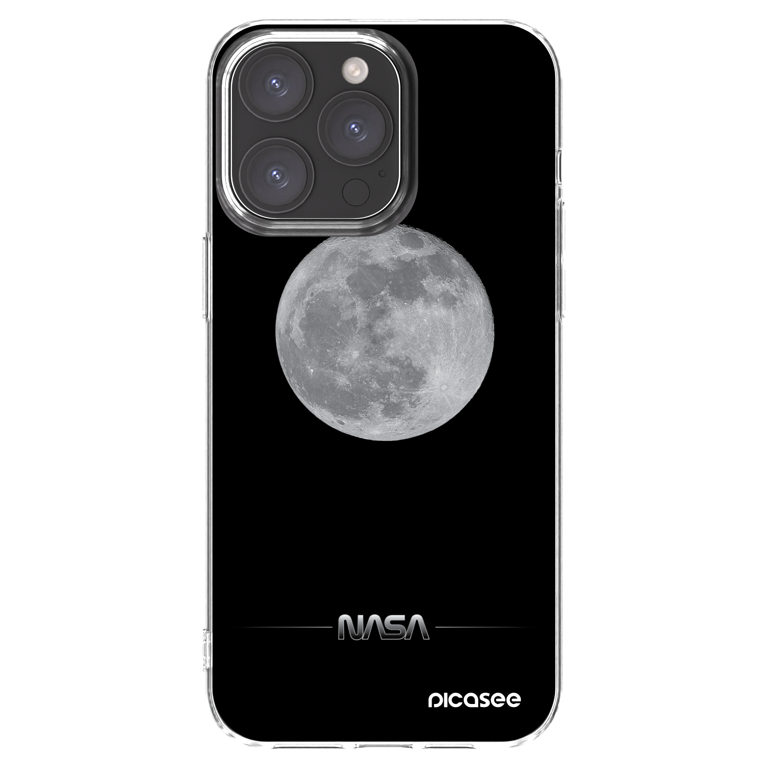 Picasee Apple iPhone 15 Pro Max Hülle - Transparentes Silikon - Moon Minimal