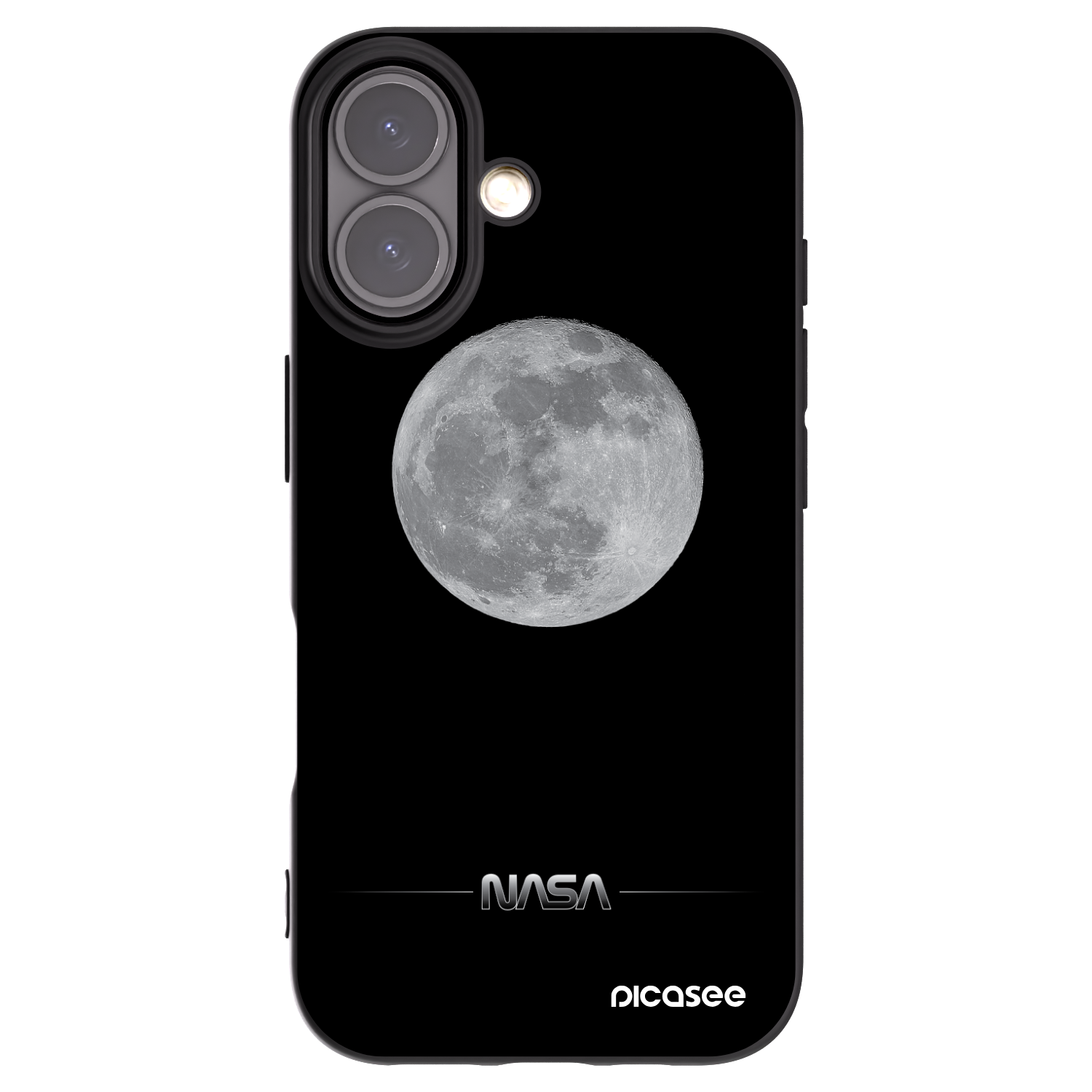 Picasee Apple iPhone 16 Hülle - Schwarzes Silikon - Moon Minimal