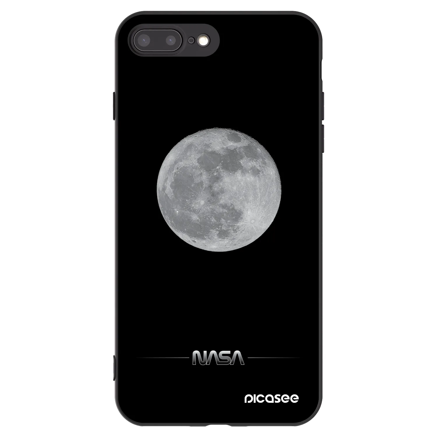 Picasee Apple iPhone 7 Plus Hülle - Schwarzes Silikon - Moon Minimal