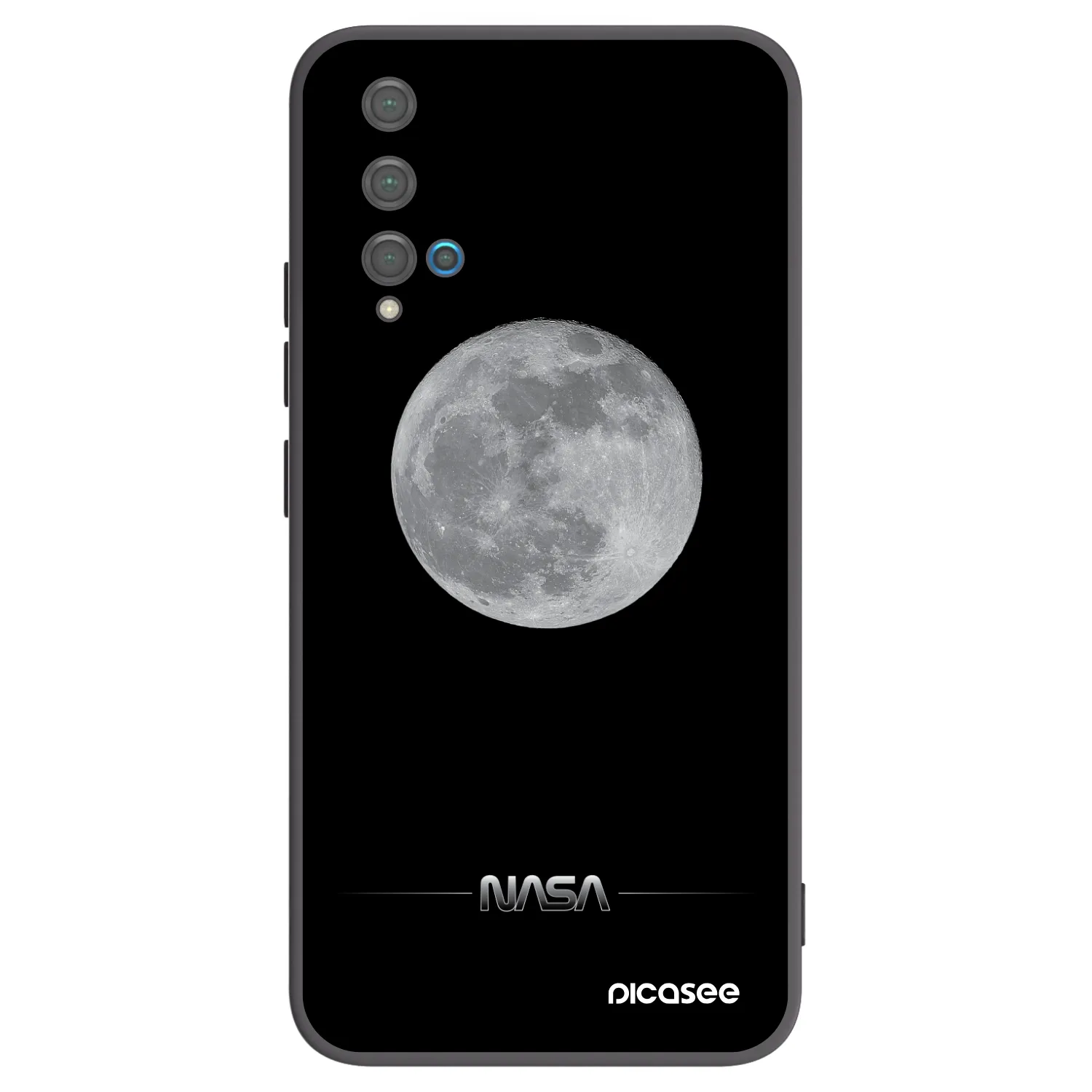 Picasee Huawei Nova 5T Hülle - Schwarzes Silikon - Moon Minimal