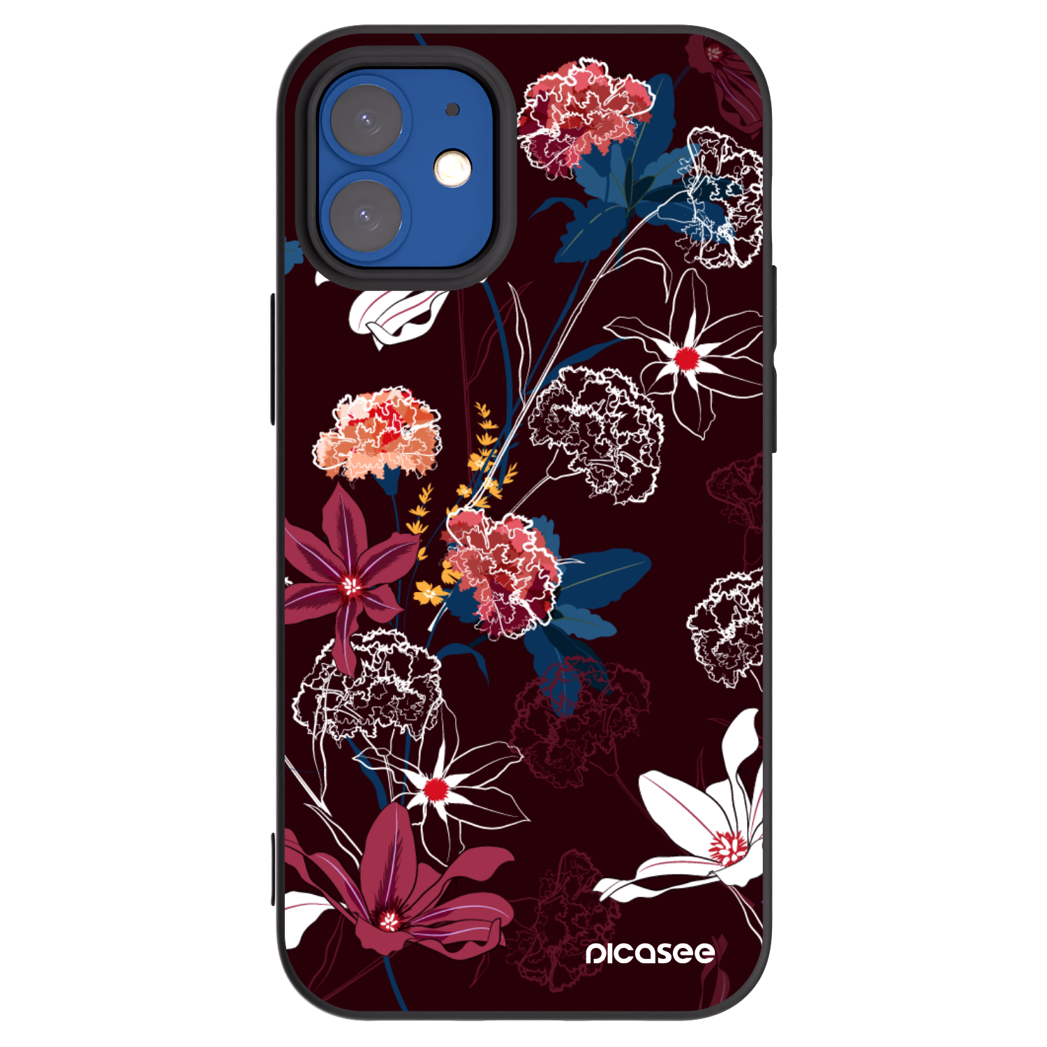 Picasee Apple iPhone 12 mini Hülle - Schwarzes Silikon - Dark Meadow