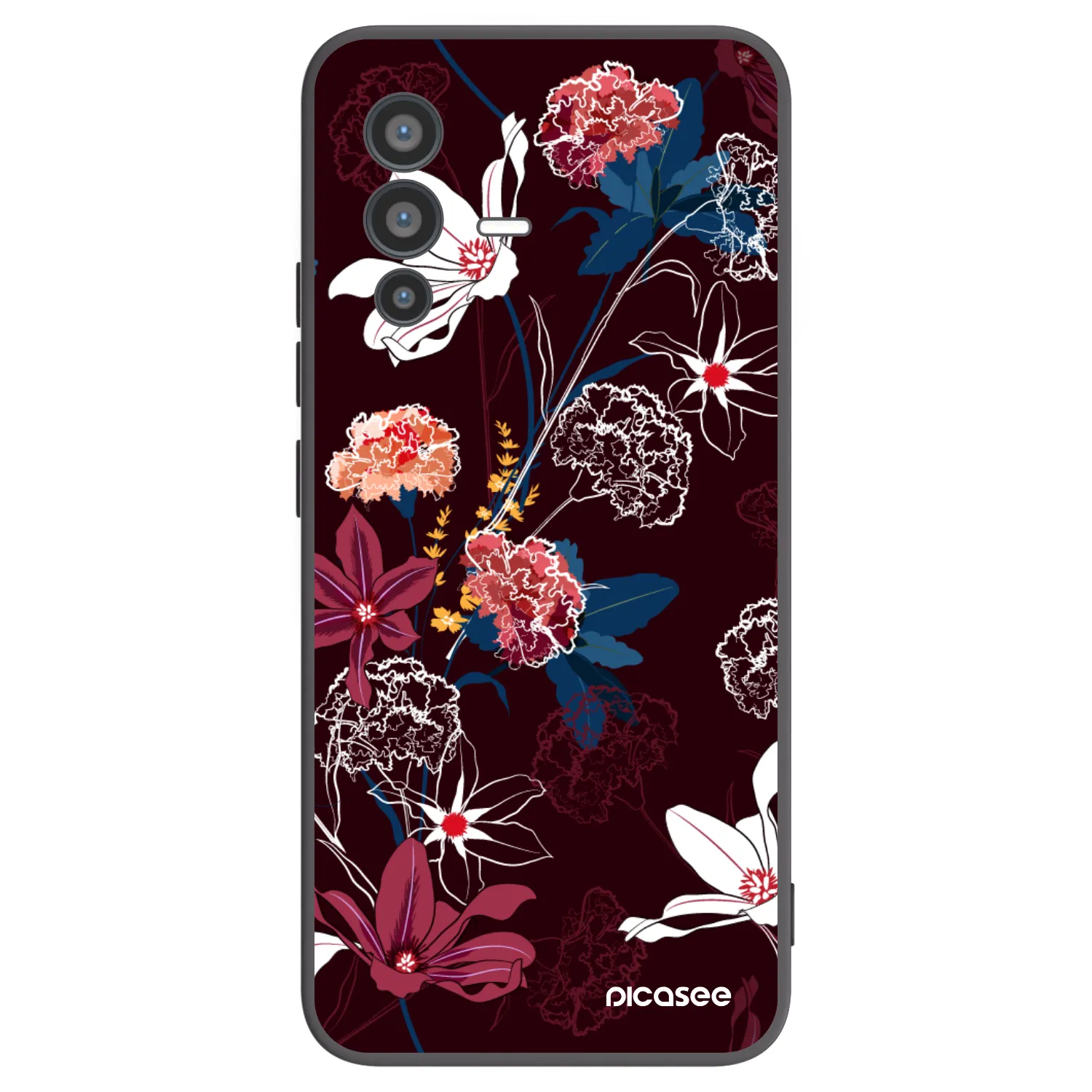 Picasee Vivo V23 5G Hülle - Schwarzes Silikon - Dark Meadow