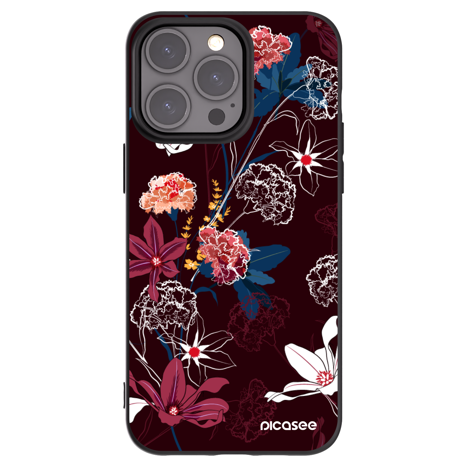 Picasee Apple iPhone 15 Pro Max Hülle - Schwarzes Silikon - Dark Meadow