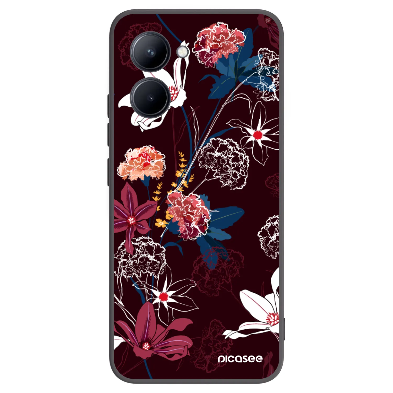Picasee Realme C33 (2023) Hülle - Schwarzes Silikon - Dark Meadow