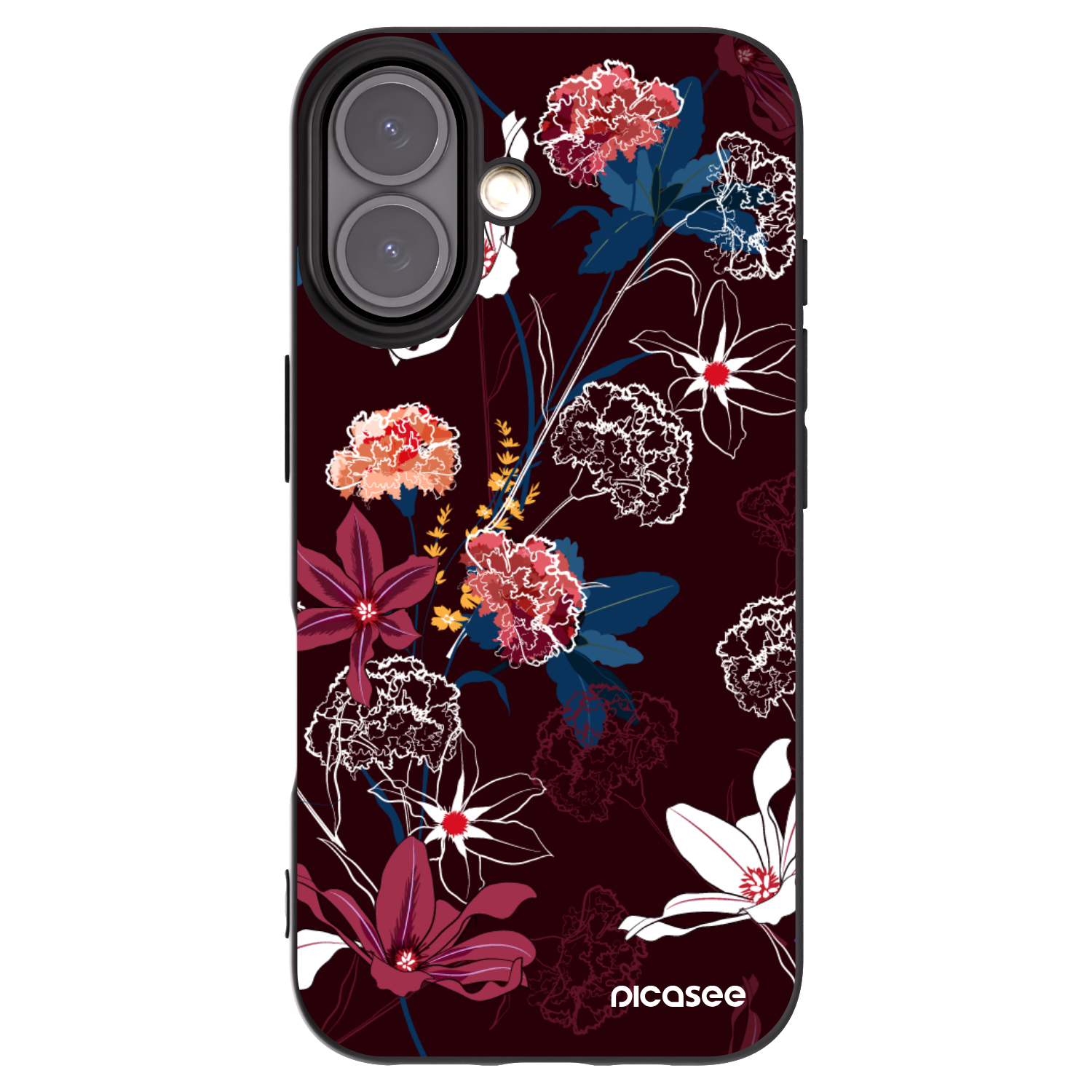 Picasee Apple iPhone 16 Hülle - Schwarzes Silikon - Dark Meadow