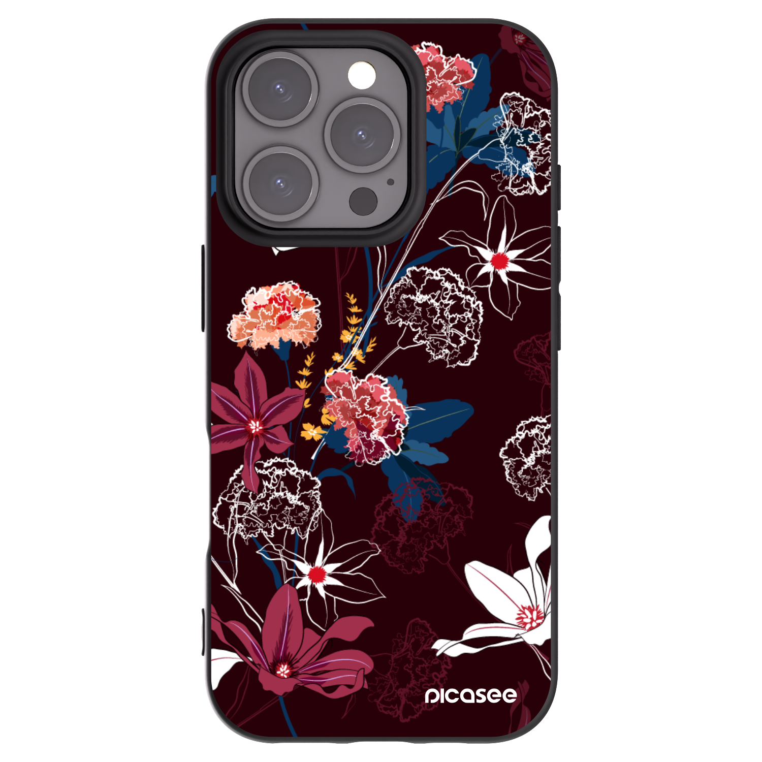 Picasee Apple iPhone 16 Pro Hülle - Schwarzes Silikon - Dark Meadow
