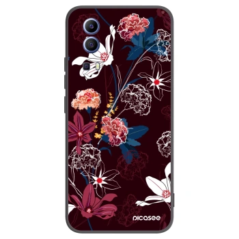 Picasee Vivo Y52 5G Hülle - Schwarzes Silikon - Dark Meadow