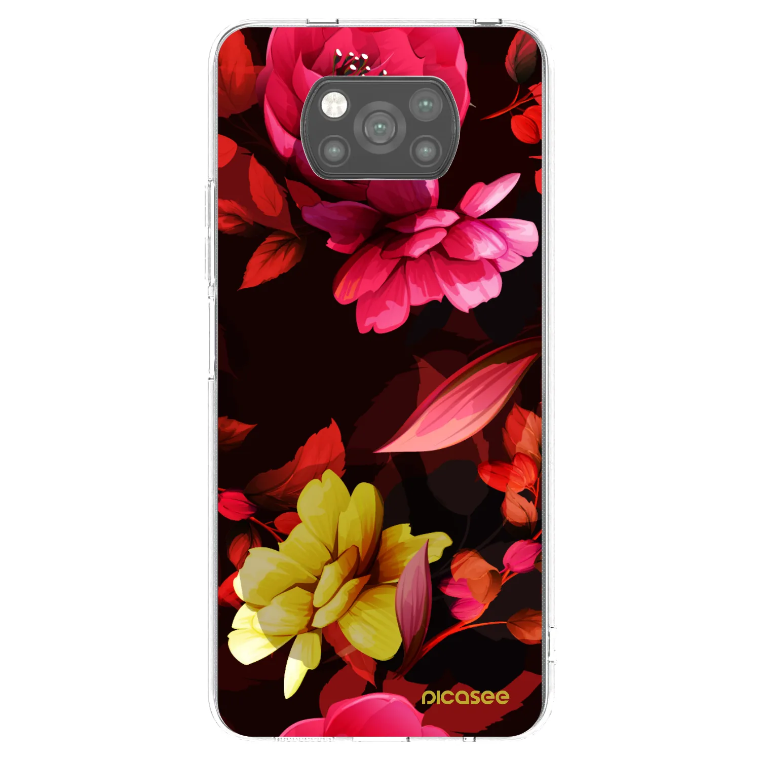 Picasee Xiaomi Poco X3 Hülle - Schwarzes Silikon - Dark Peonny