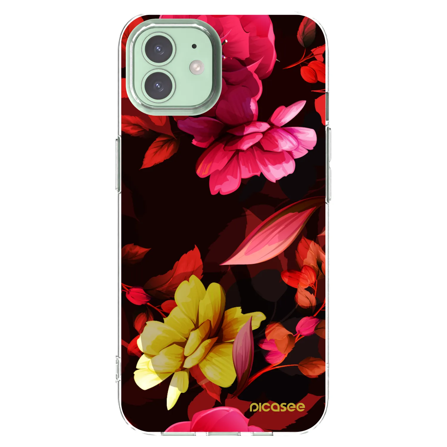 Picasee Apple iPhone 12 Pro Hülle - Transparentes Silikon - Dark Peonny