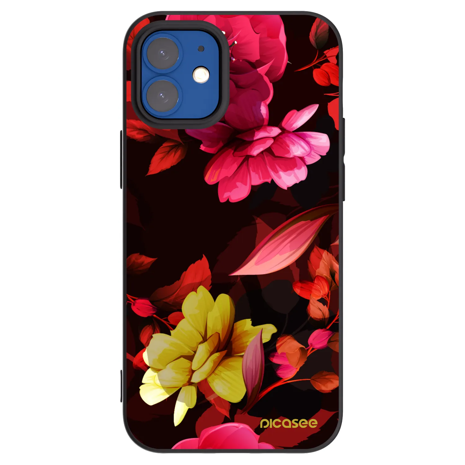 Picasee Apple iPhone 12 mini Hülle - Schwarzes Silikon - Dark Peonny