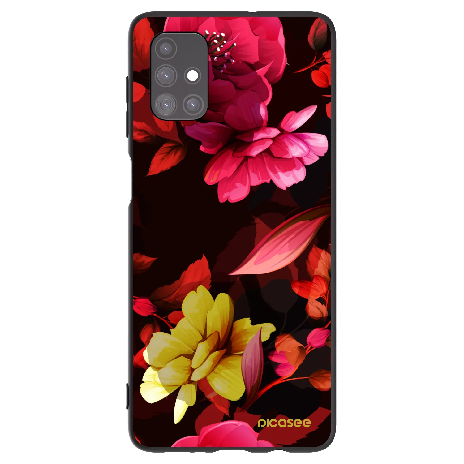 Picasee Samsung Galaxy M51 M515F Hülle - Schwarzes Silikon - Dark Peonny