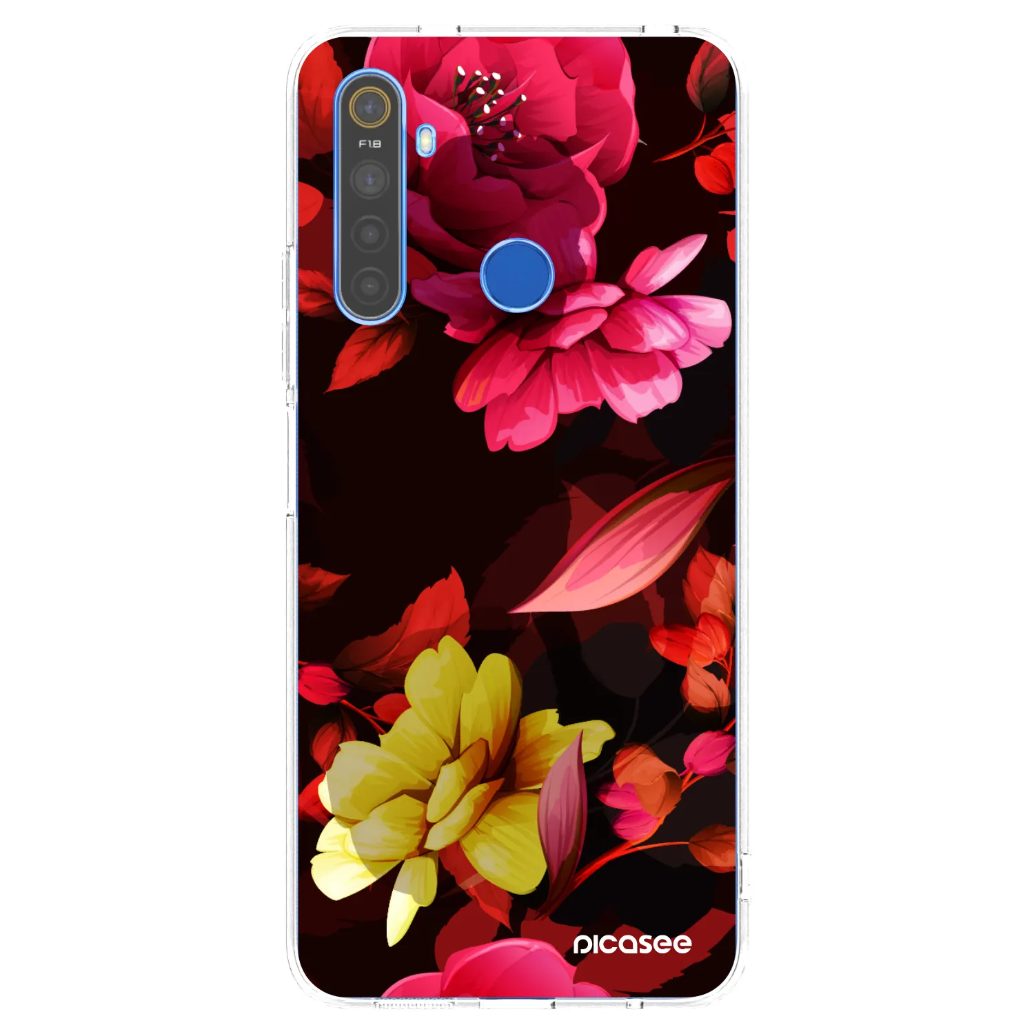 Picasee Realme 5 Hülle - Transparentes Silikon - Dark Peonny