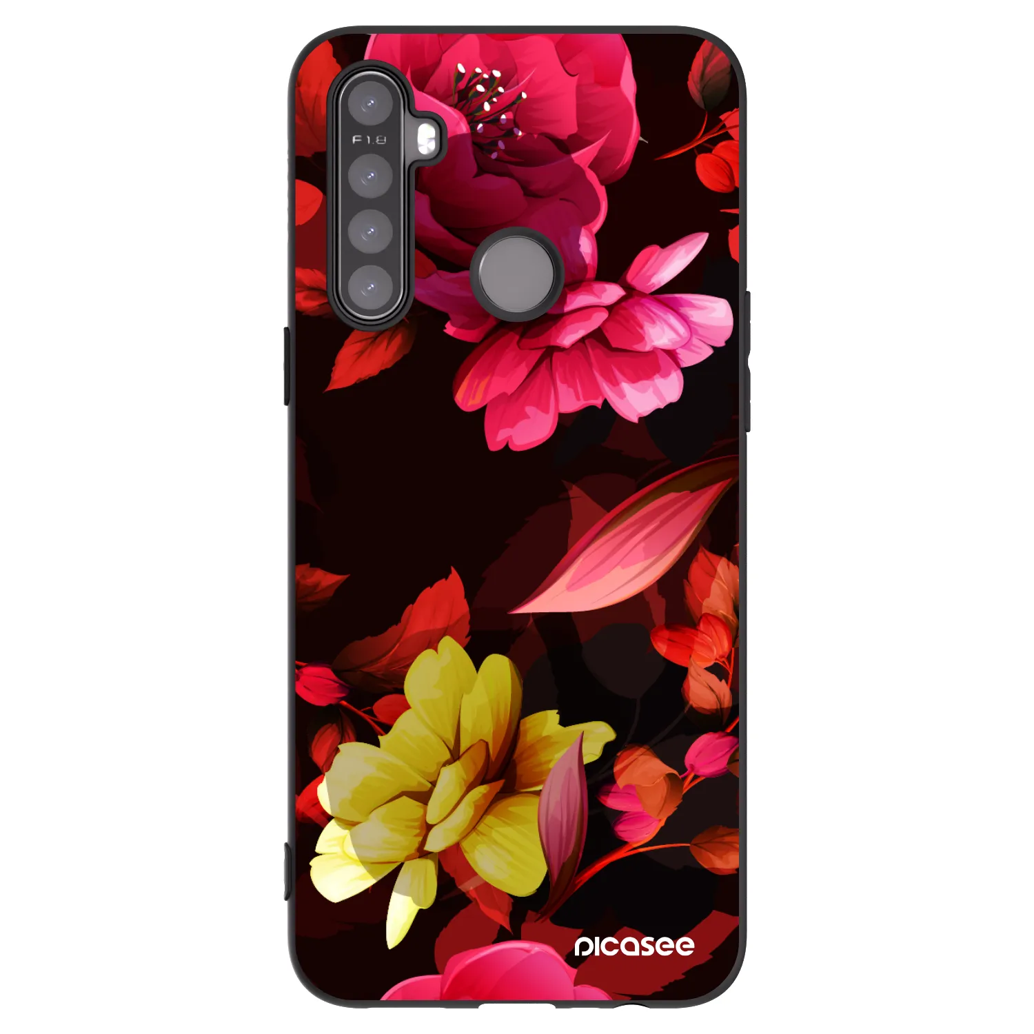 Picasee Realme 5 Hülle - Schwarzes Silikon - Dark Peonny