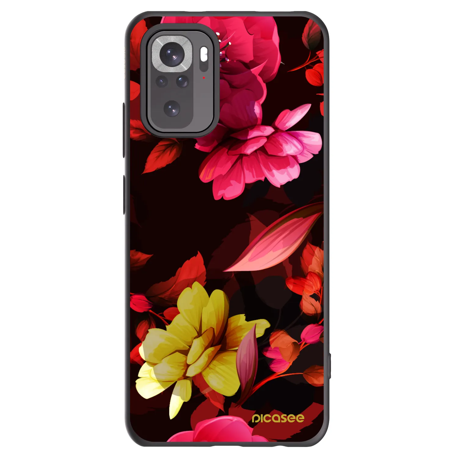 Picasee Xiaomi Redmi Note 10 Hülle - Schwarzes Silikon - Dark Peonny
