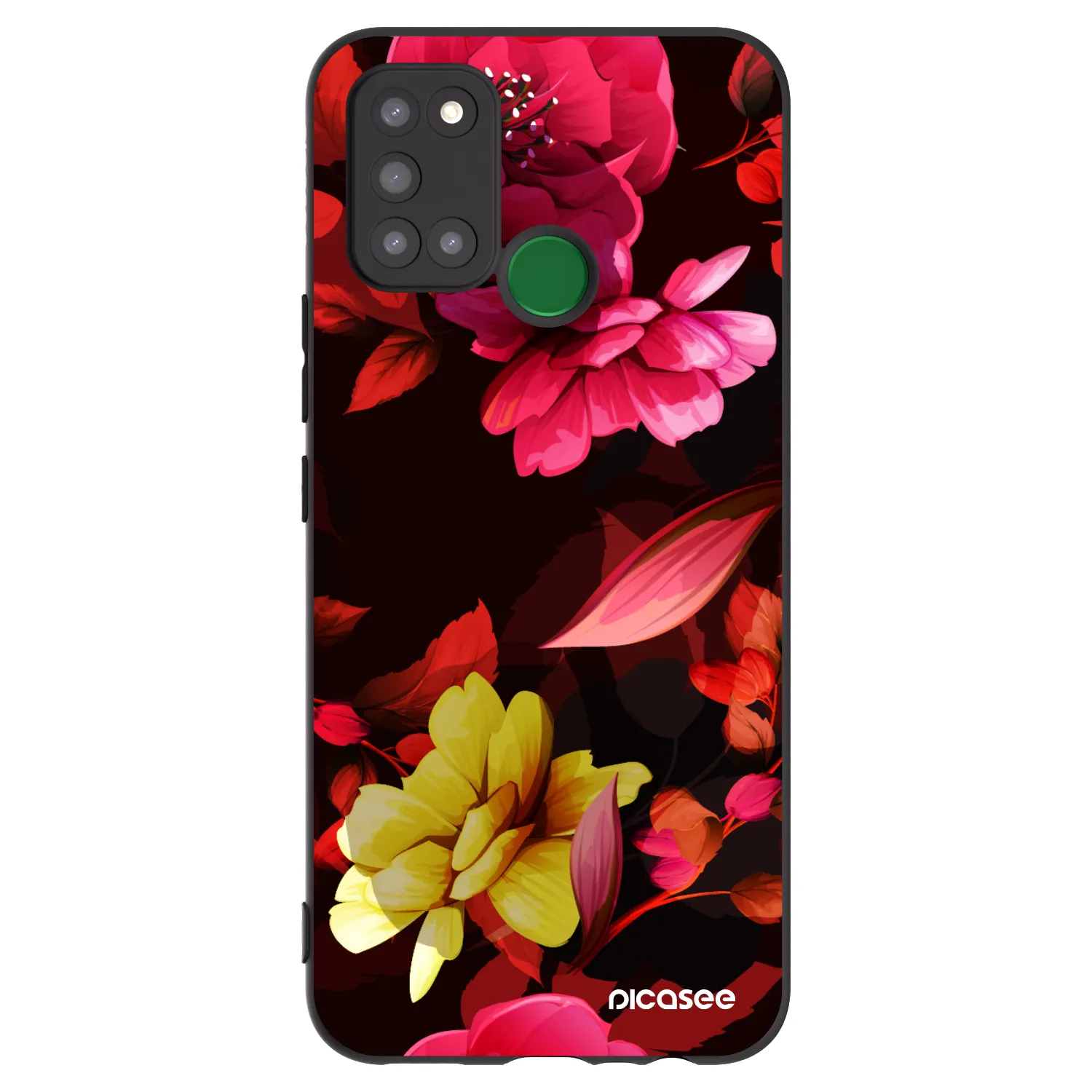 Picasee Realme 7i Hülle - Schwarzes Silikon - Dark Peonny