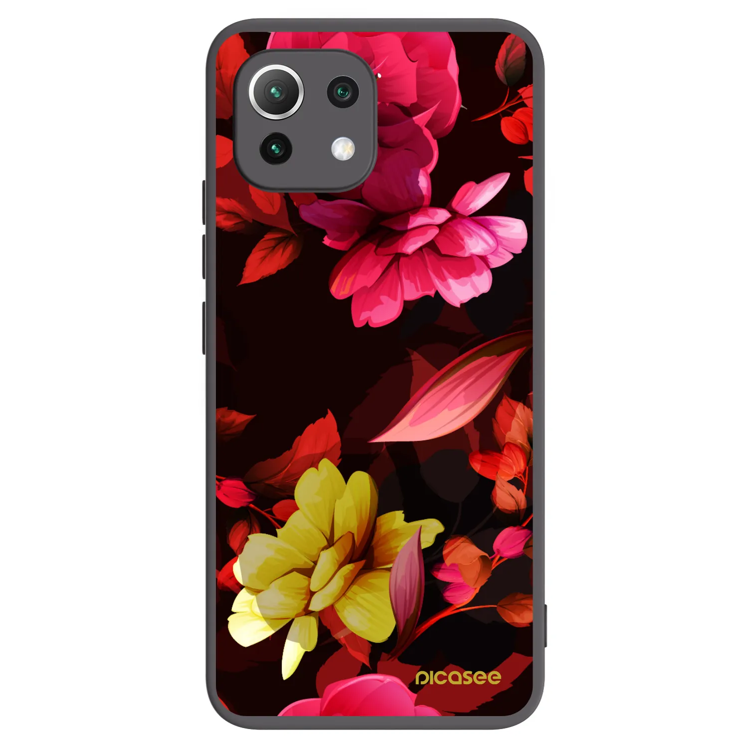 Picasee Xiaomi Mi 11 Lite Hülle - Schwarzes Silikon - Dark Peonny
