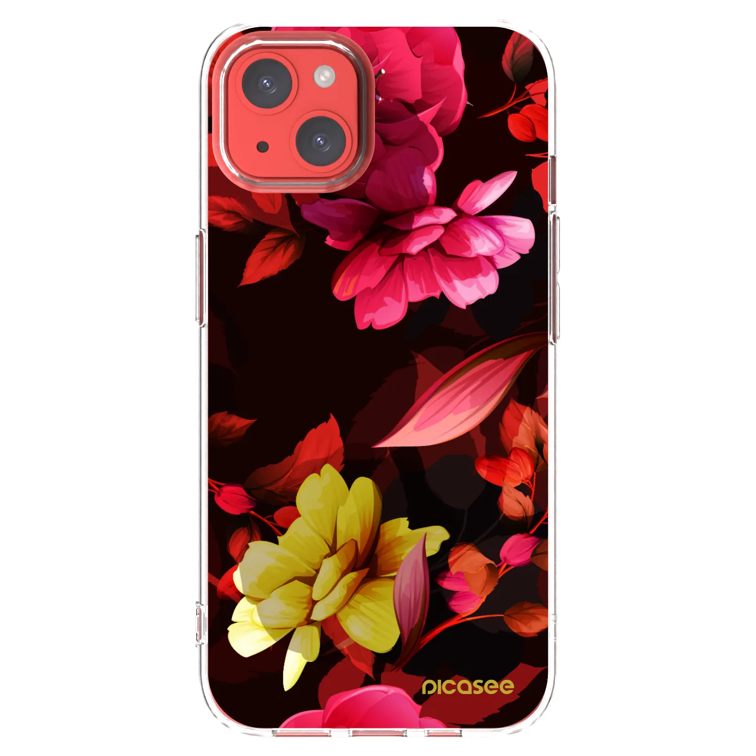 Picasee Apple iPhone 13 Hülle - Transparentes Silikon - Dark Peonny