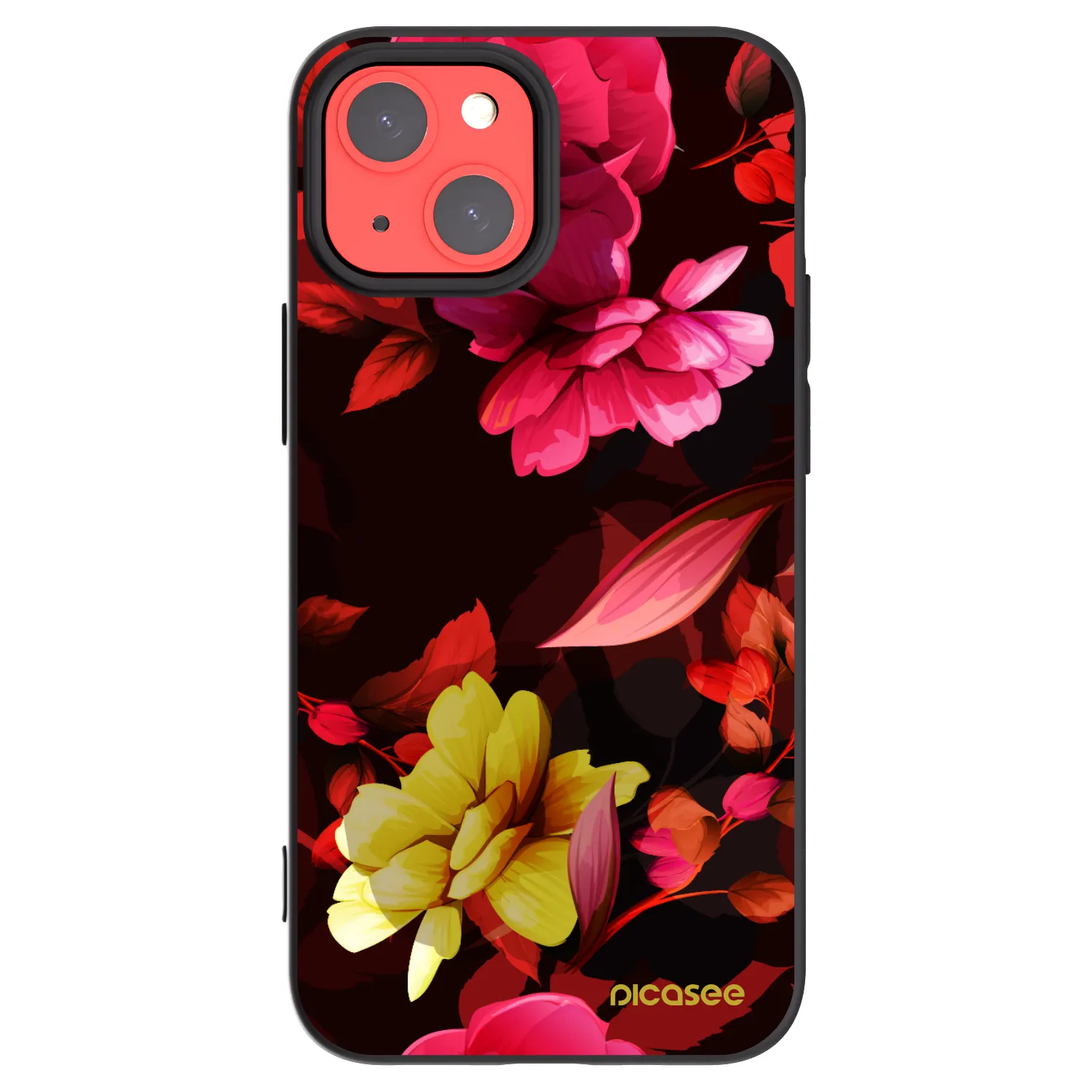 Picasee Apple iPhone 13 mini Hülle - Schwarzes Silikon - Dark Peonny