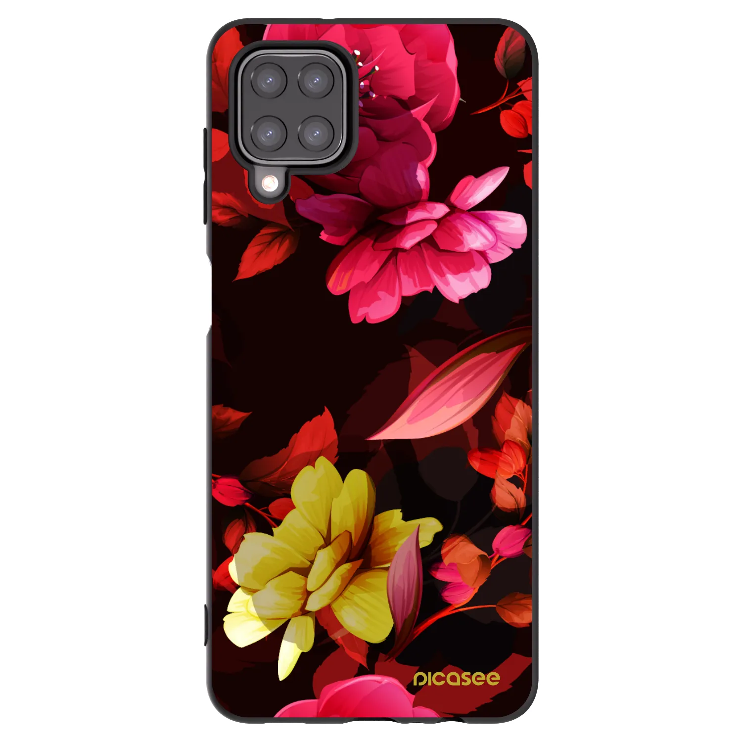 Picasee Samsung Galaxy M12 M127F Hülle - Schwarzes Silikon - Dark Peonny