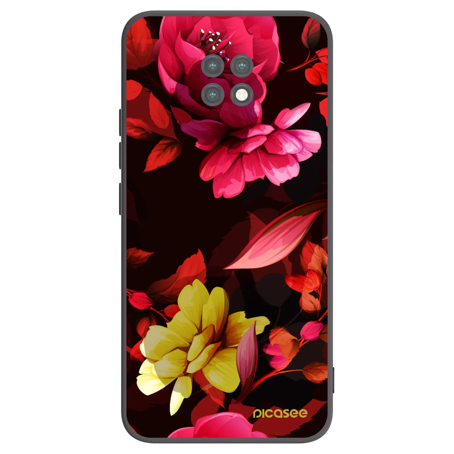 Picasee Xiaomi Redmi Note 9T Hülle - Schwarzes Silikon - Dark Peonny