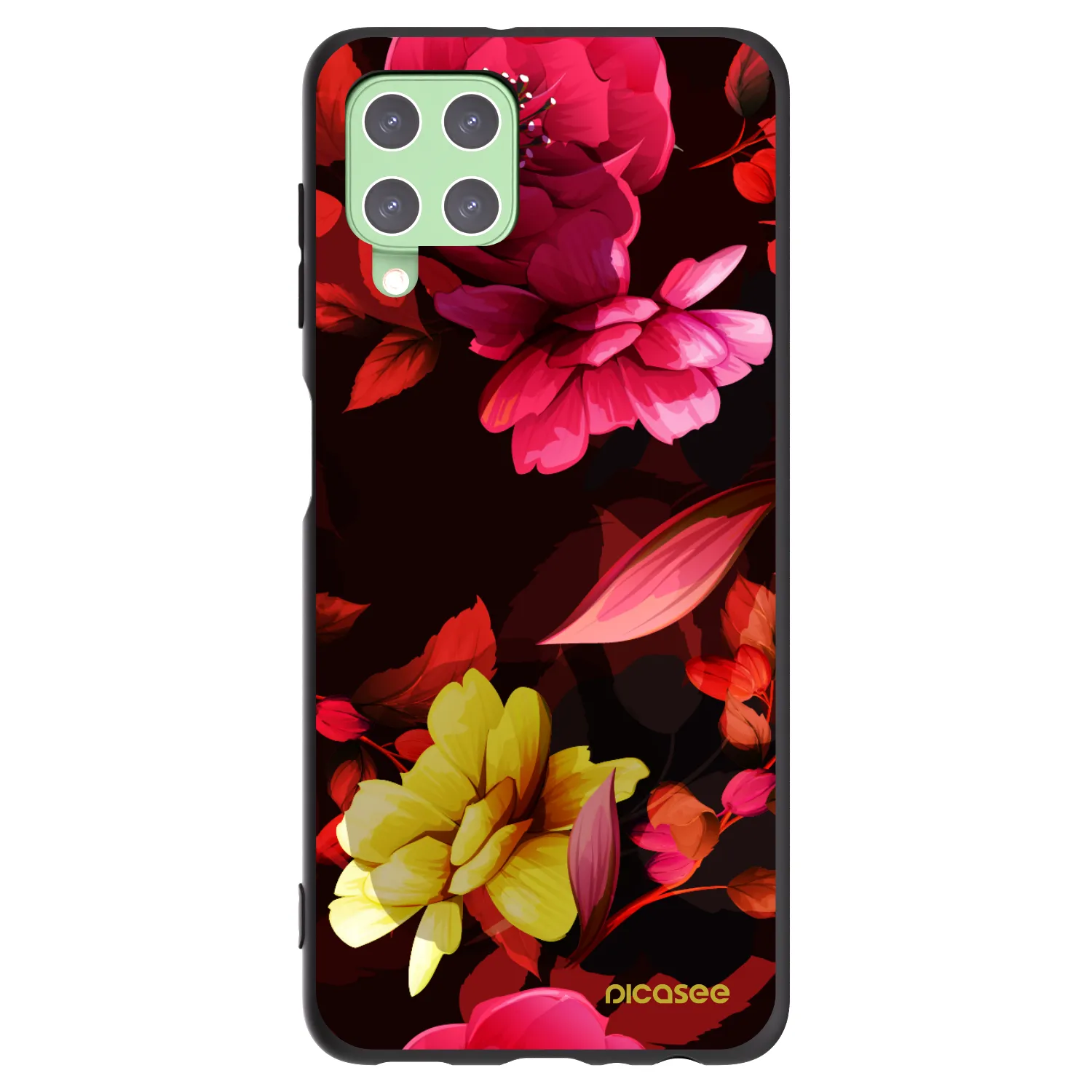 Picasee Samsung Galaxy A22 A225F 4G Hülle - Schwarzes Silikon - Dark Peonny