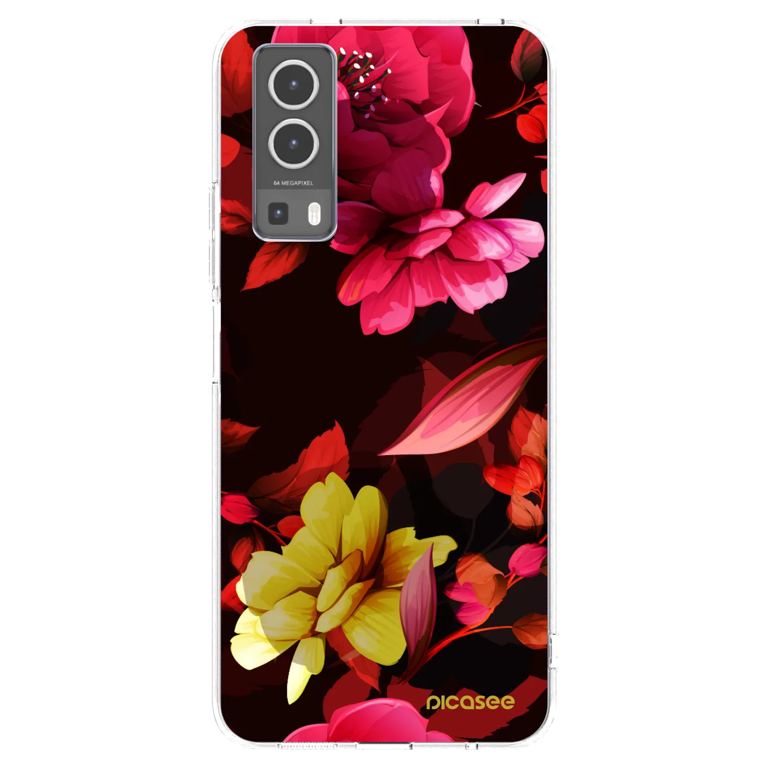 Picasee Vivo Y72 5G Hülle - Transparentes Silikon - Dark Peonny