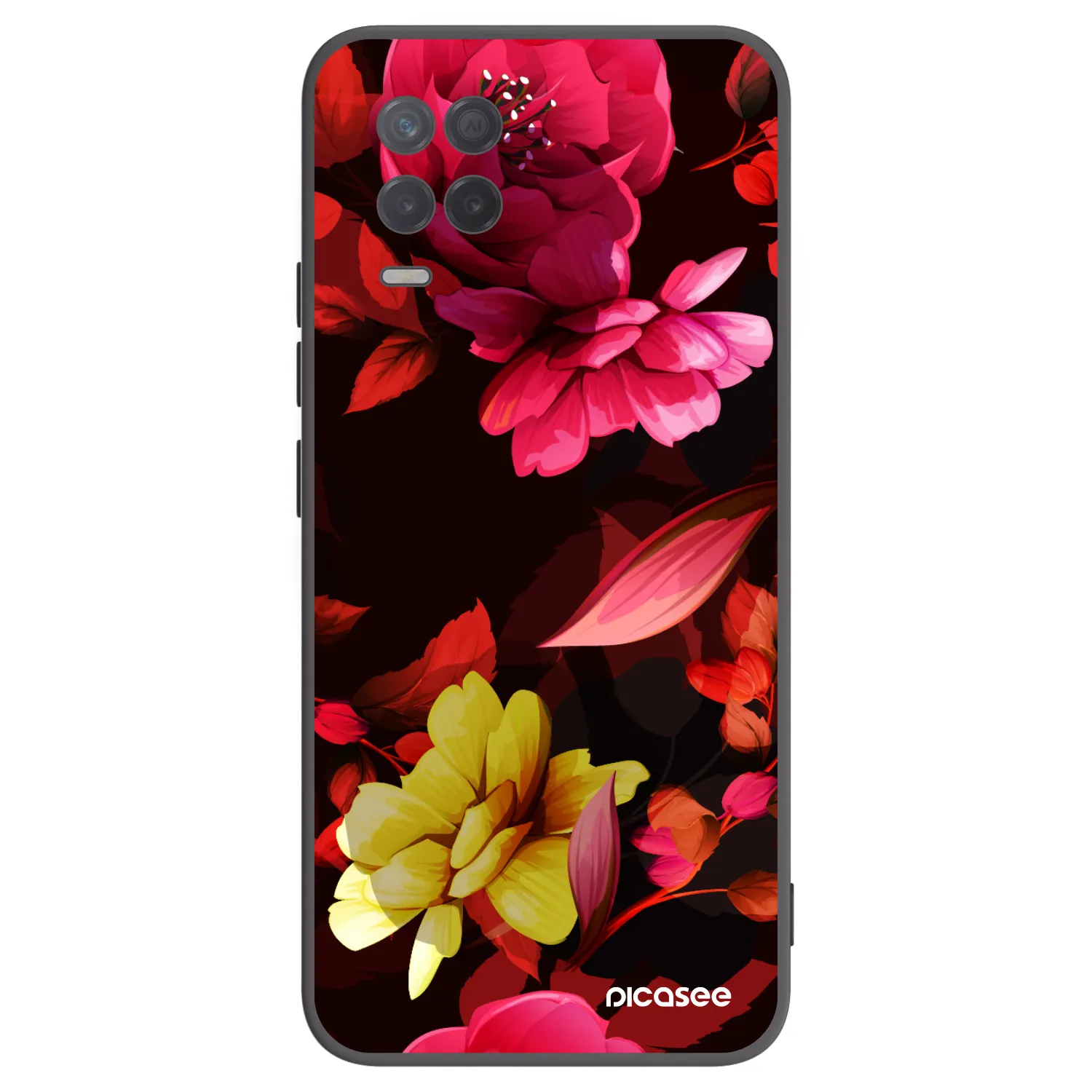 Picasee Realme 8 5G Hülle - Schwarzes Silikon - Dark Peonny
