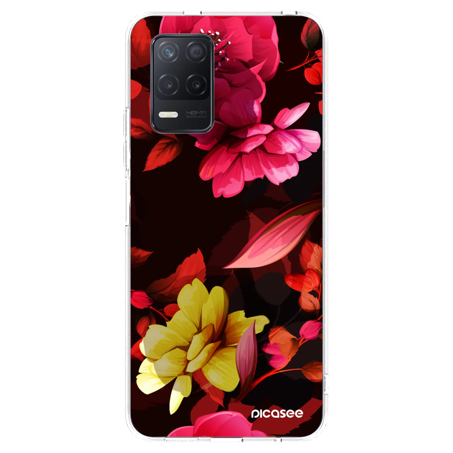 Picasee Realme 8 5G Hülle - Transparentes Silikon - Dark Peonny