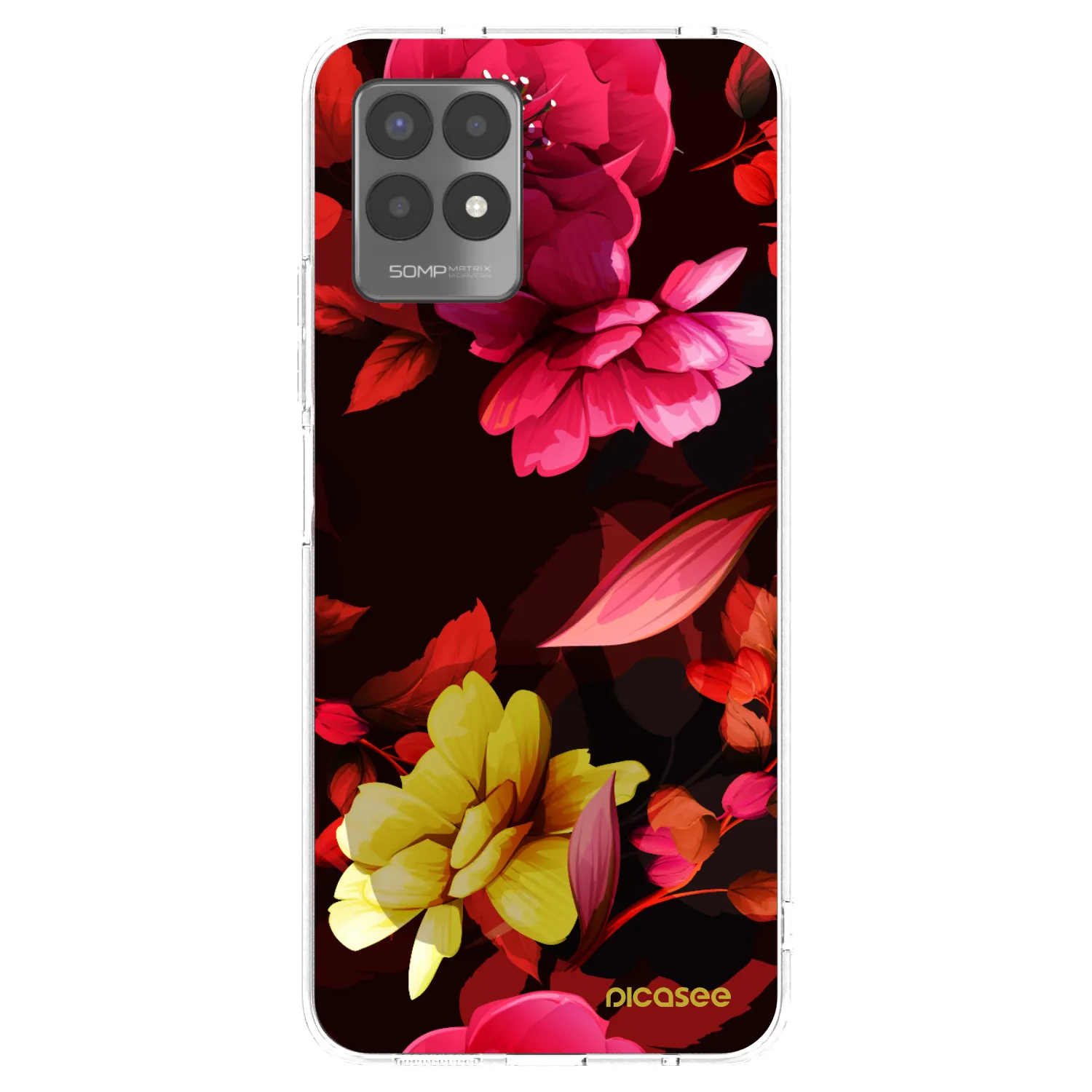 Picasee Realme 8i Hülle - Transparentes Silikon - Dark Peonny