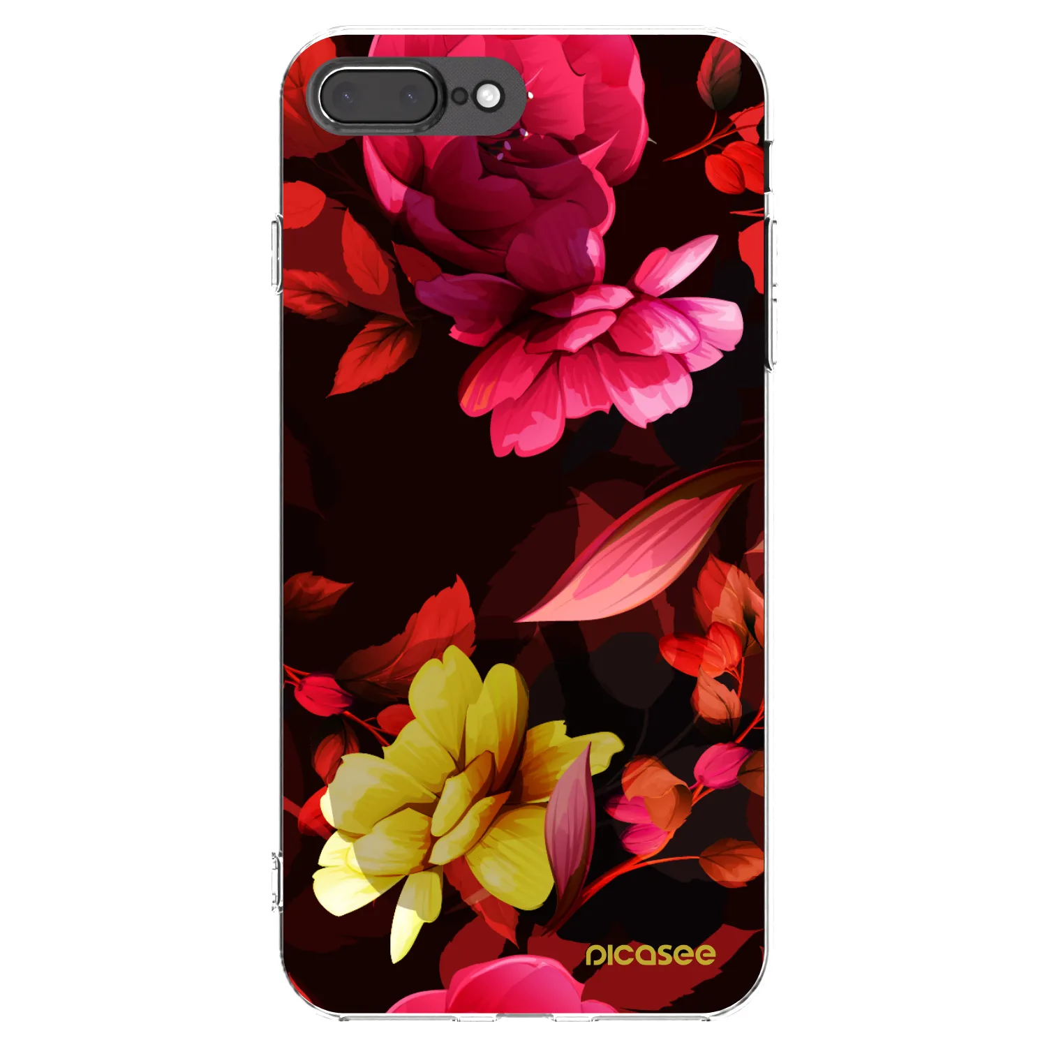 Picasee Apple iPhone 7 Plus Hülle - Transparentes Silikon - Dark Peonny