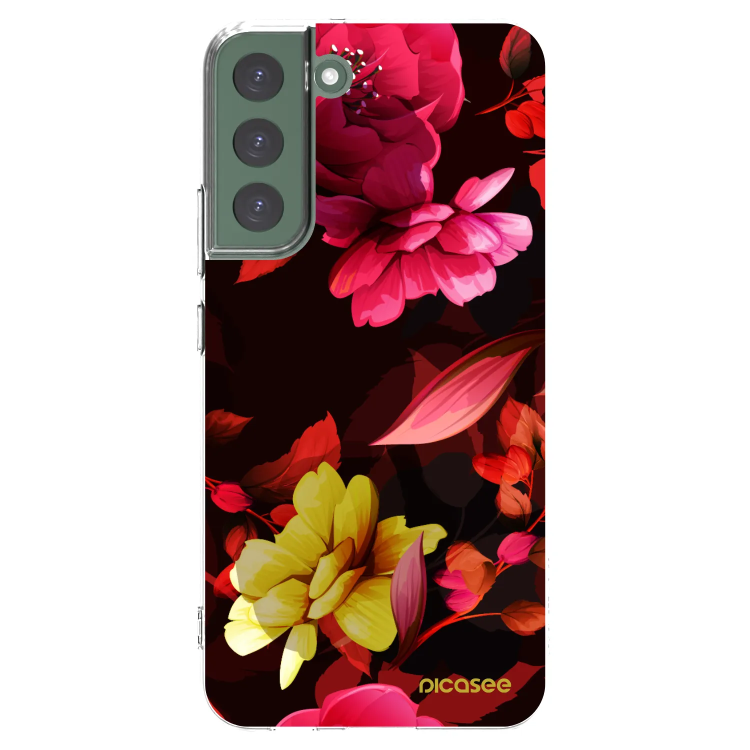 Picasee Samsung Galaxy S22+ 5G Hülle - Transparentes Silikon - Dark Peonny