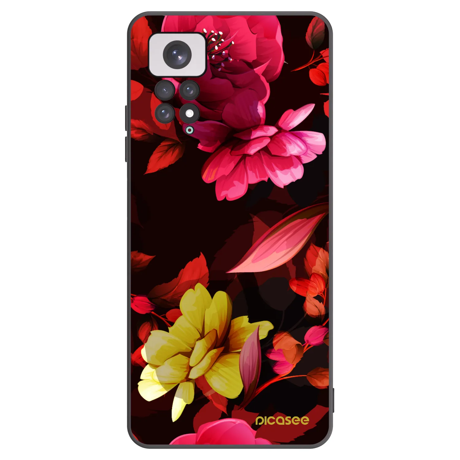 Picasee Xiaomi Redmi Note 11 Hülle - Schwarzes Silikon - Dark Peonny