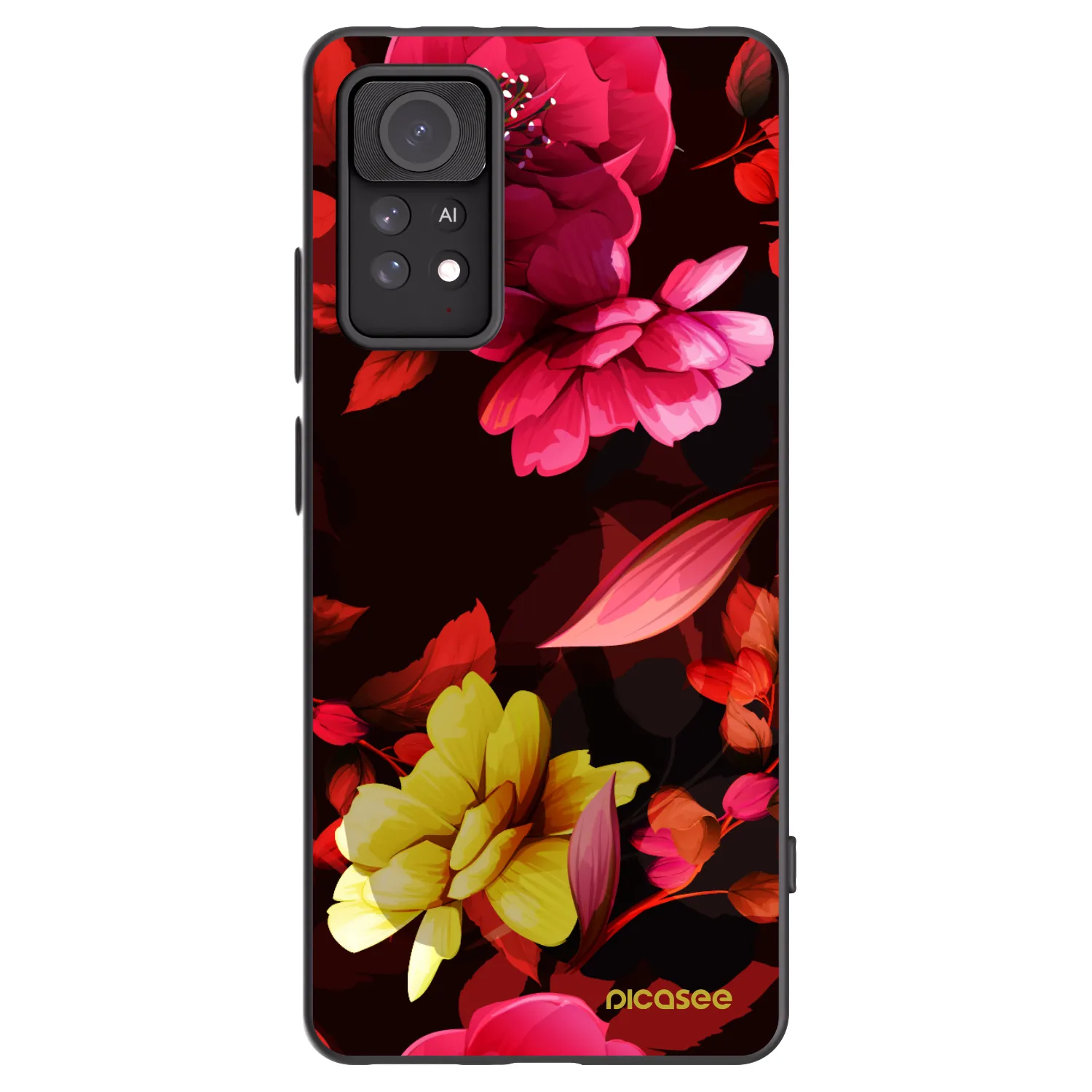 Picasee Xiaomi Redmi Note 11 Pro Hülle - Schwarzes Silikon - Dark Peonny