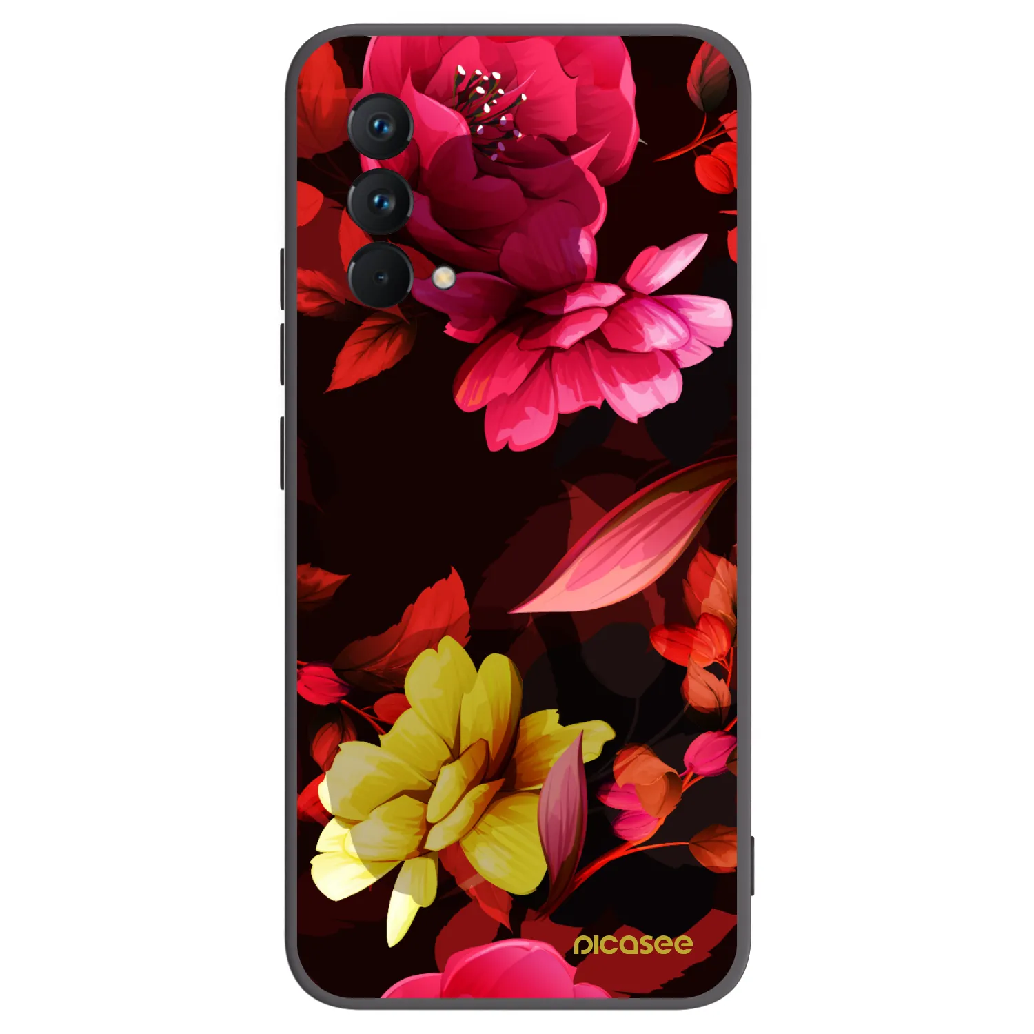 Picasee Realme GT Master Edition 5G Hülle - Schwarzes Silikon - Dark Peonny