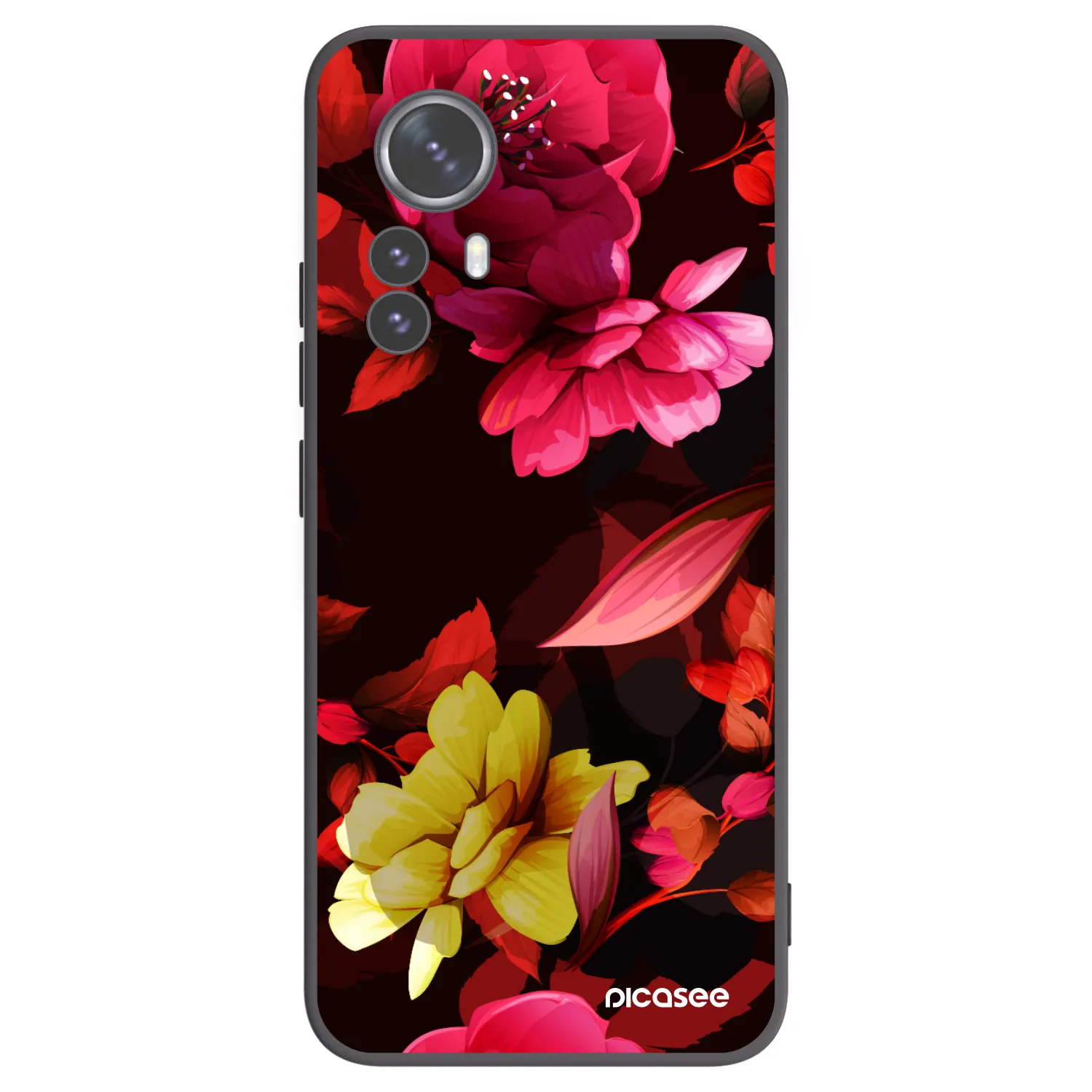 Picasee Xiaomi 12 Pro Hülle - Schwarzes Silikon - Dark Peonny