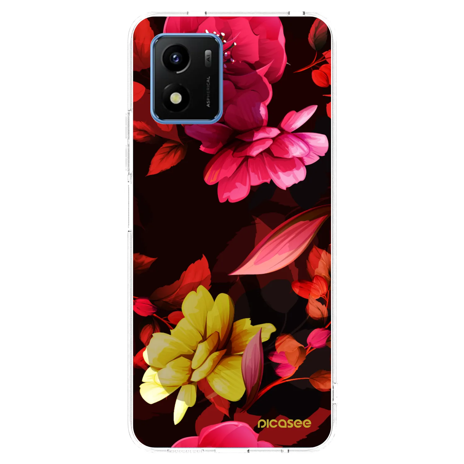 Picasee Vivo Y01 Hülle - Transparentes Silikon - Dark Peonny