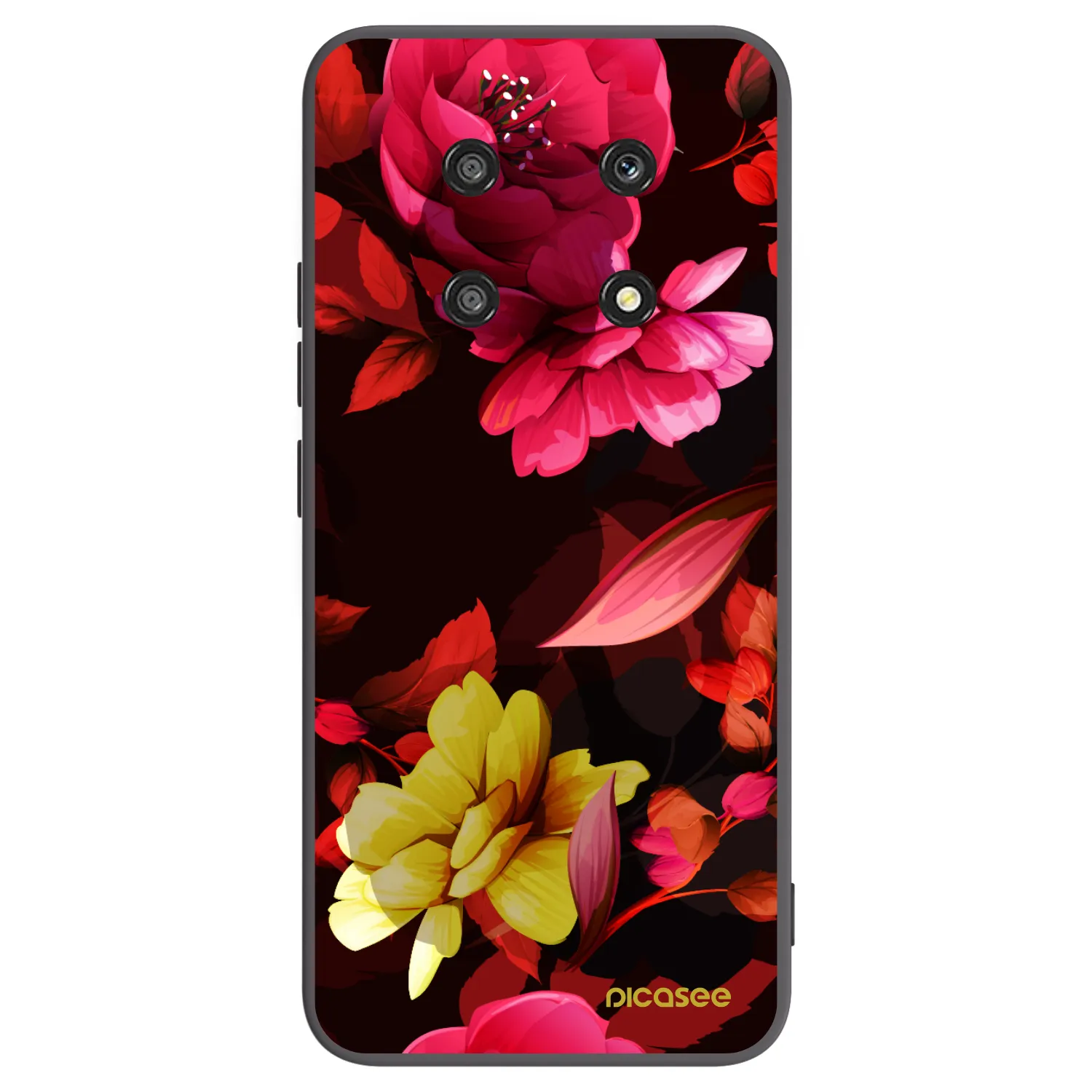 Picasee Honor Magic4 Lite 5G Hülle - Schwarzes Silikon - Dark Peonny