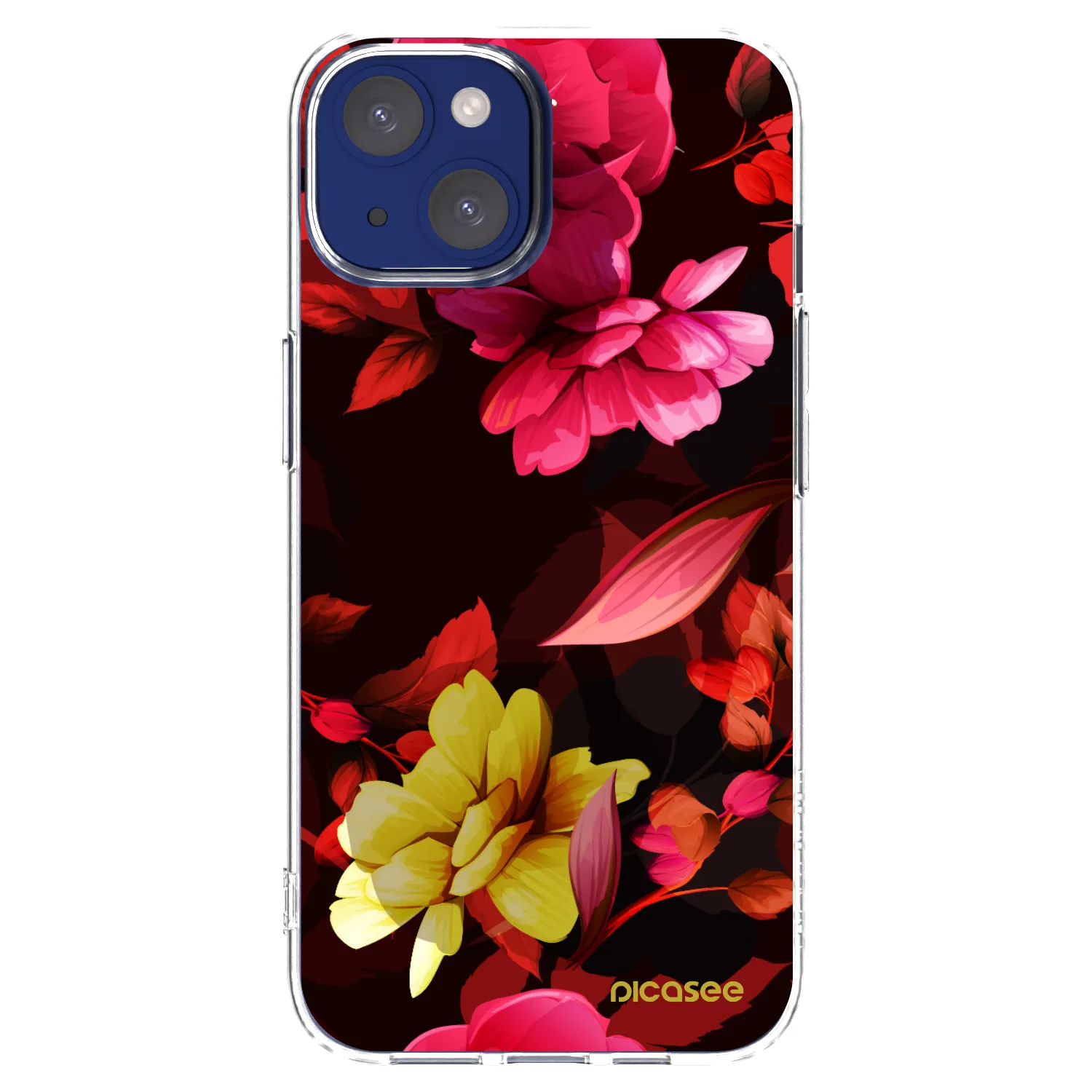 Picasee Apple iPhone 14 Hülle - Transparentes Silikon - Dark Peonny