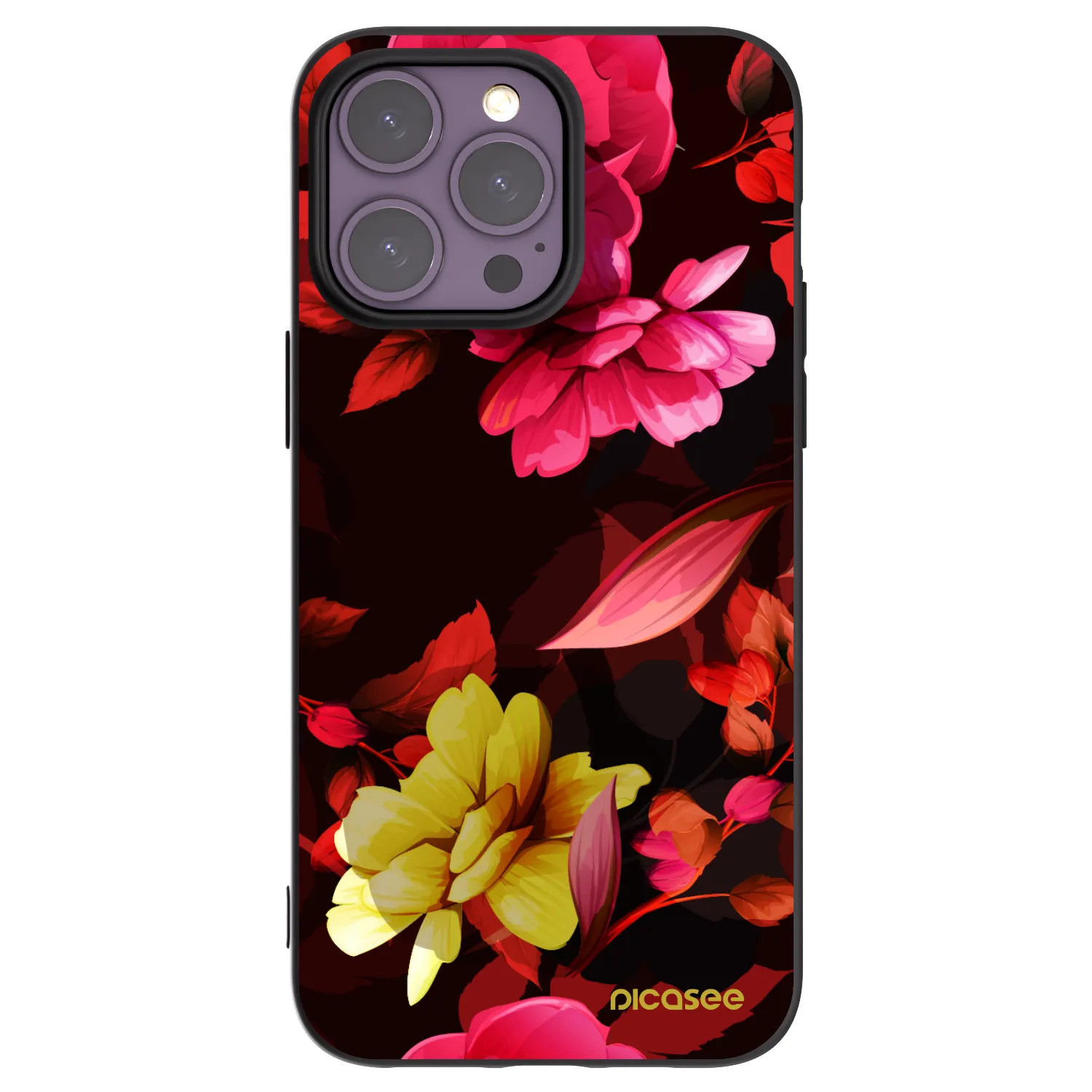 Picasee Apple iPhone 14 Pro Max Hülle - Schwarzes Silikon - Dark Peonny